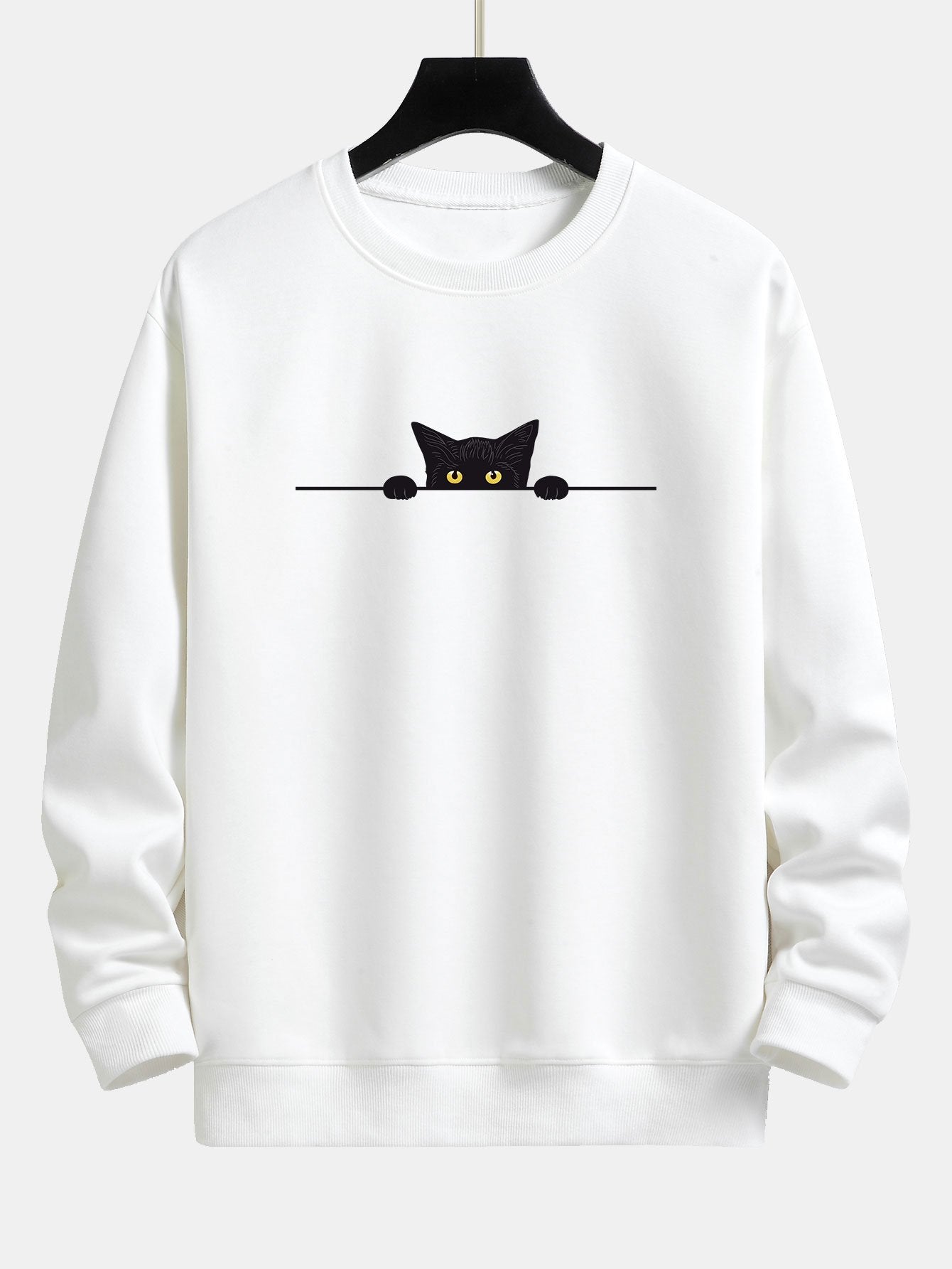 Sweatshirts Black Cat Print Relax Fit Sweatshirt - MyFacepajamasAU