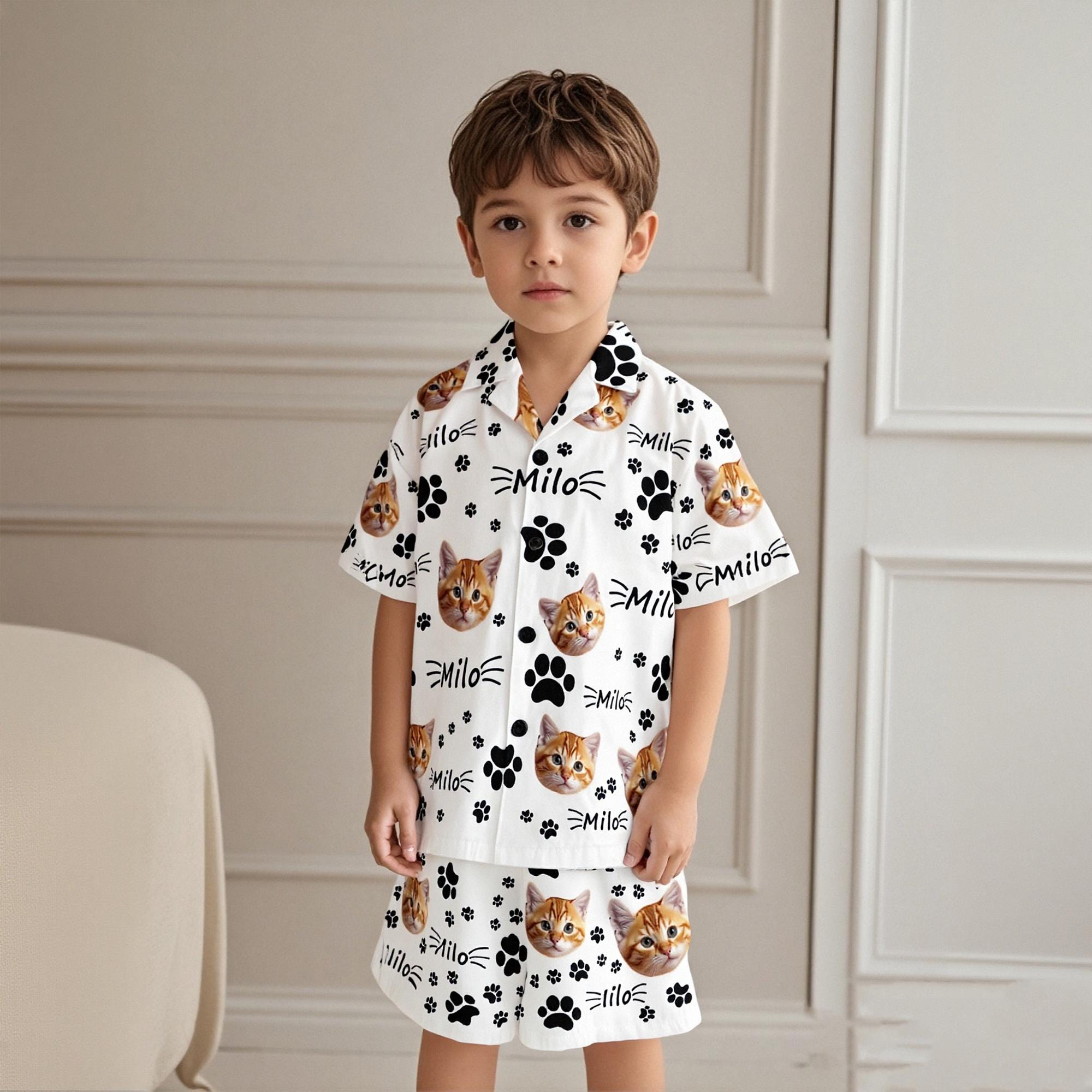 Custom Short Pajamas with Face and Name,Customized Pajama Set For Child,Personalized Short Sleeve Family Pajama Set