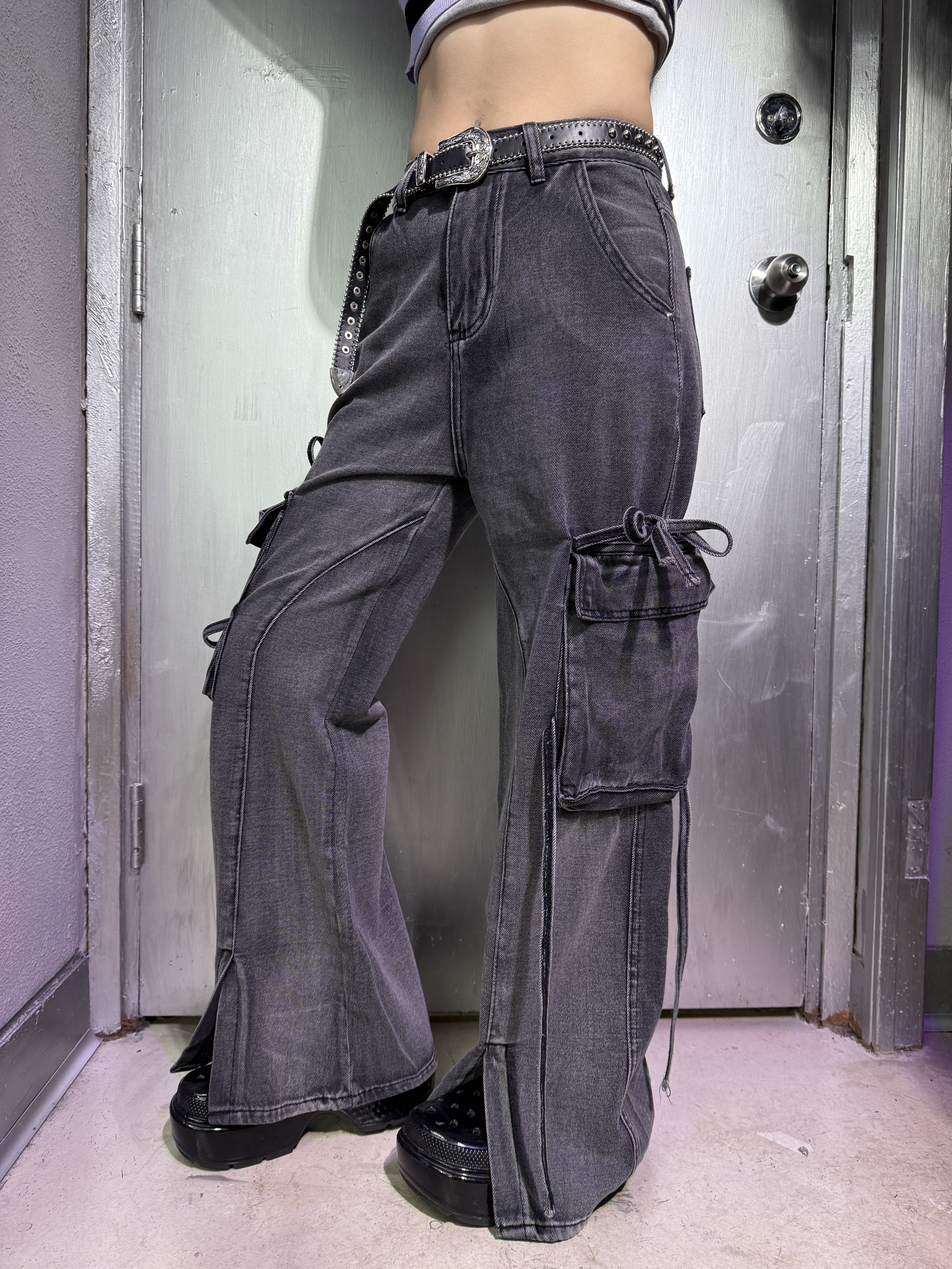 RIBBON IN WASHED DENIM JEANS