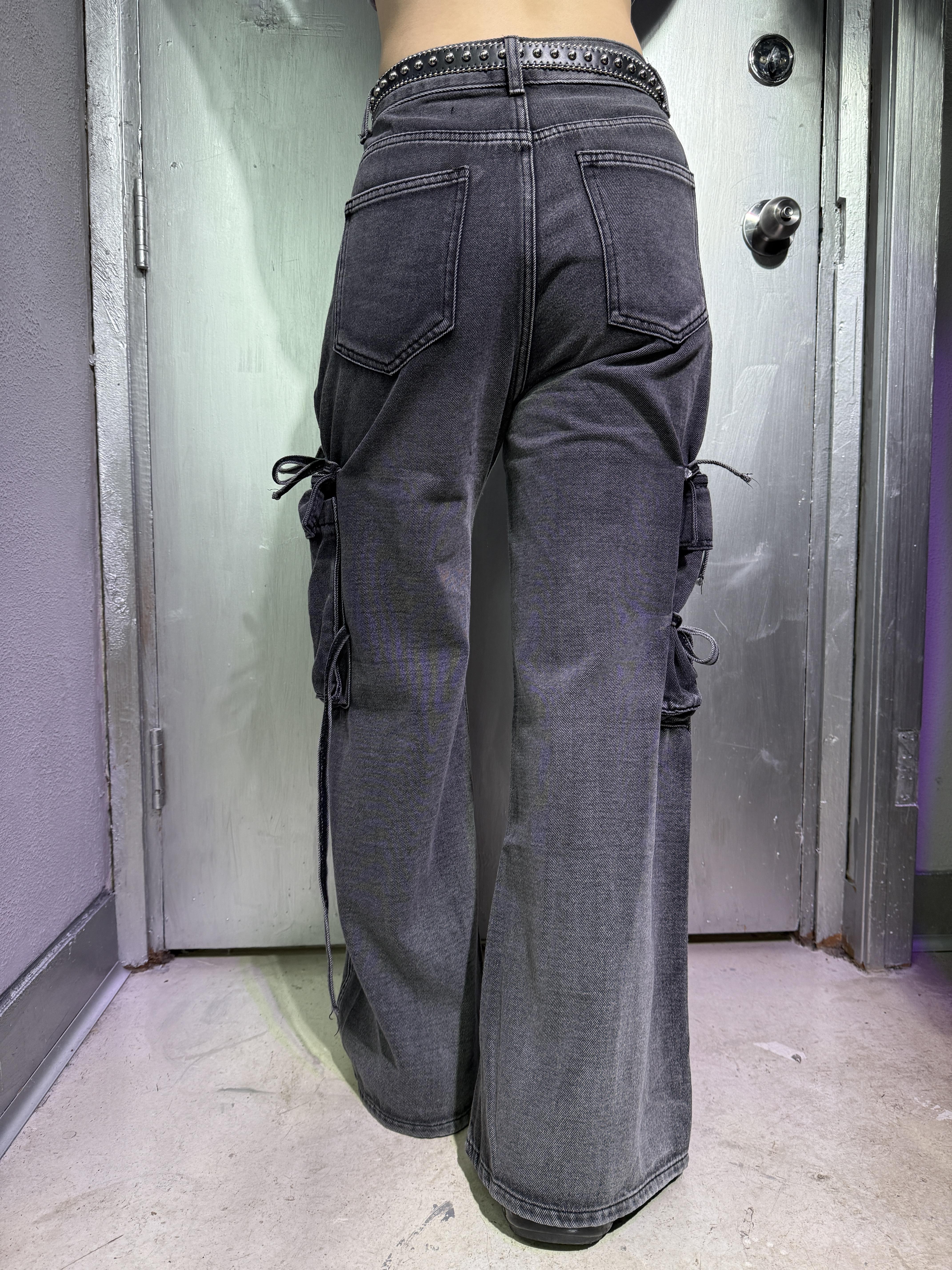 RIBBON IN WASHED DENIM JEANS