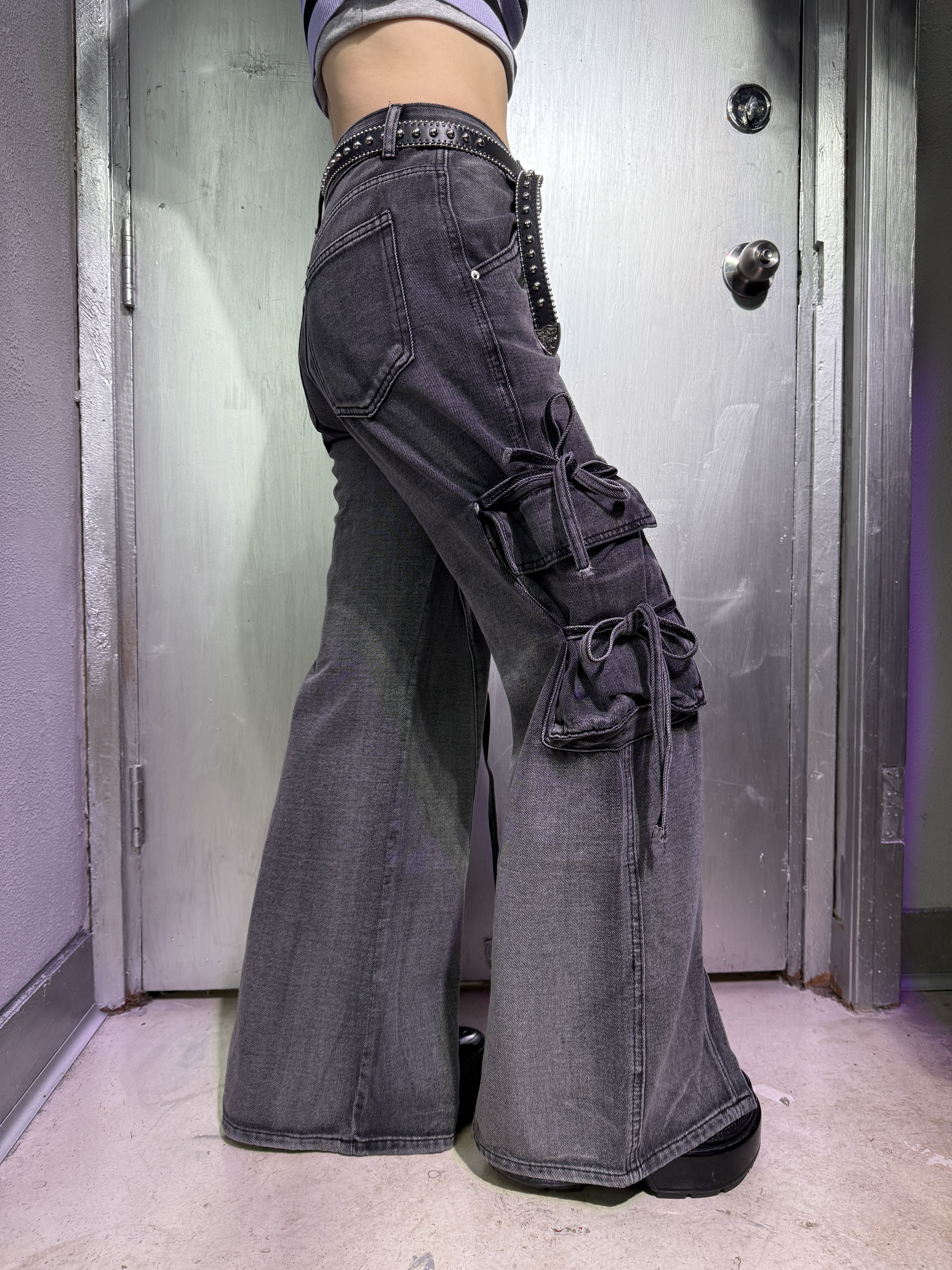 RIBBON IN WASHED DENIM JEANS