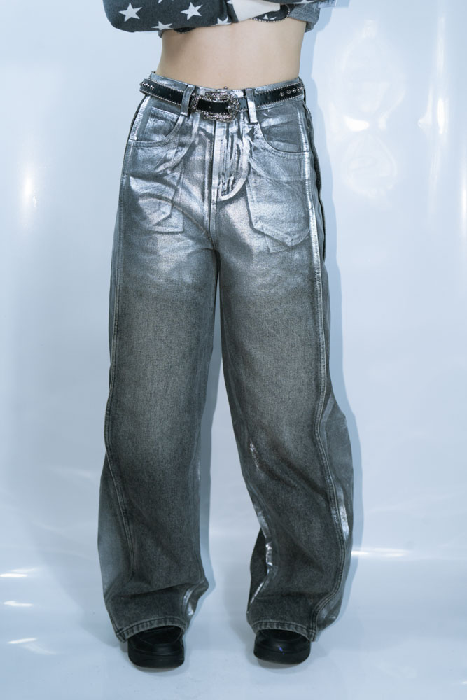 Y2K SLIVER BLING JEANS