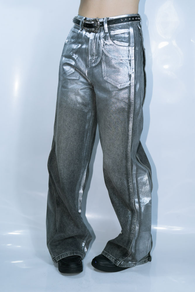 Y2K SLIVER BLING JEANS