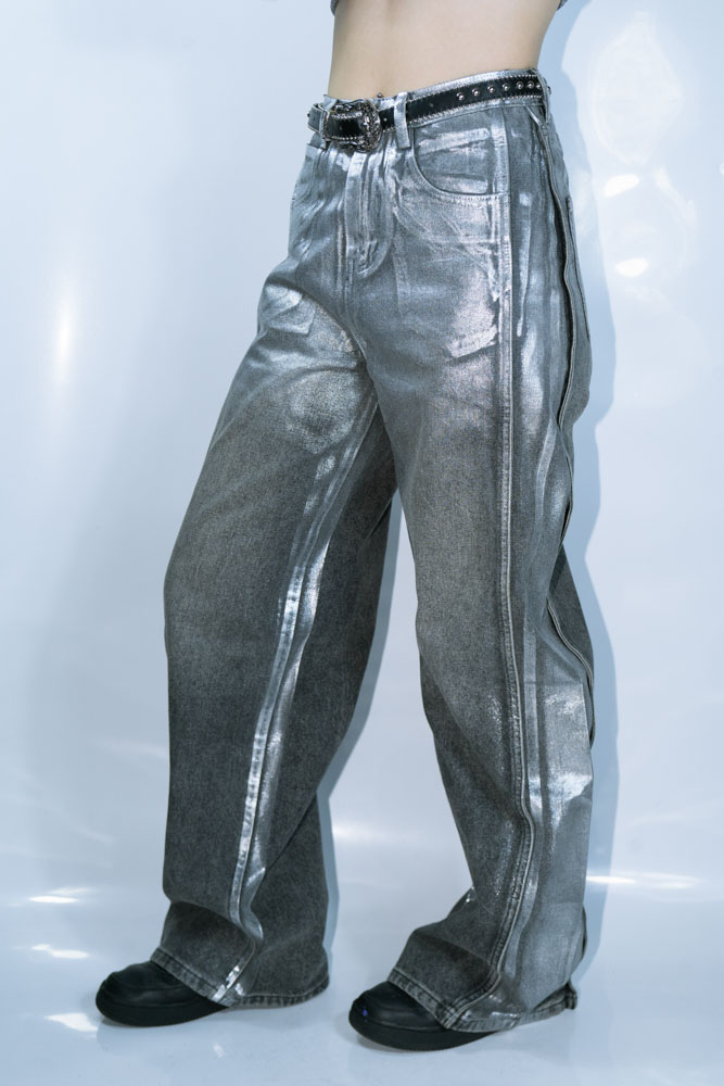 Y2K SLIVER BLING JEANS