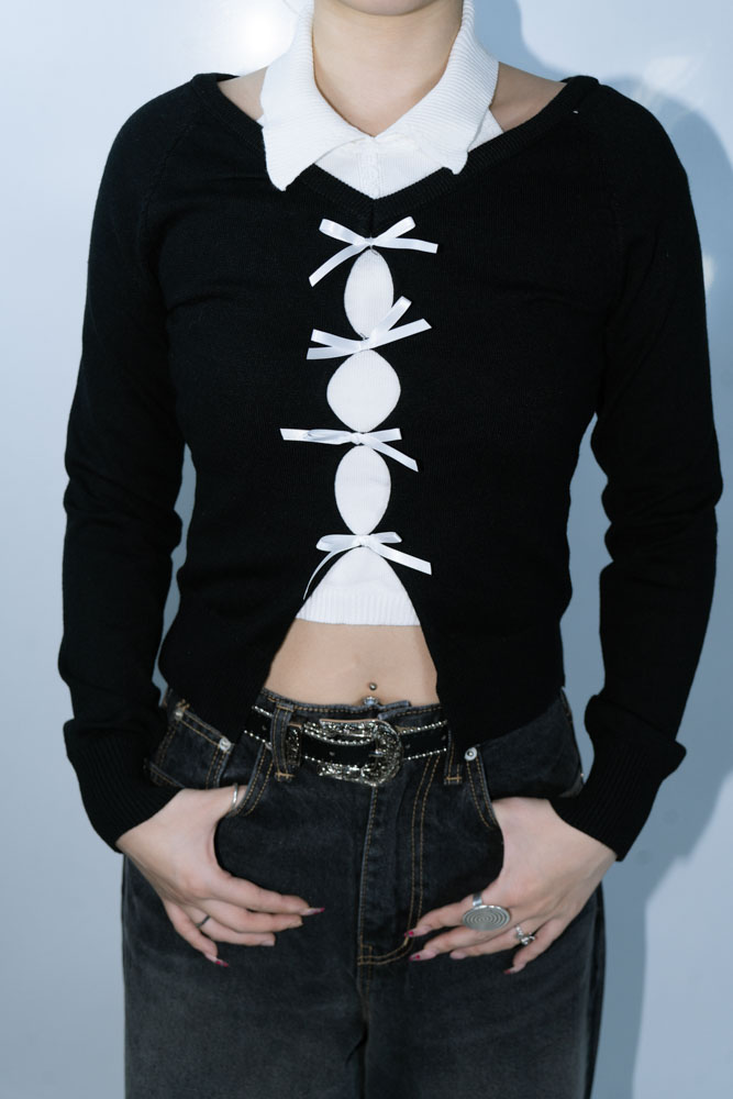 RIBBON 2 IN 1 CARDIGIAN