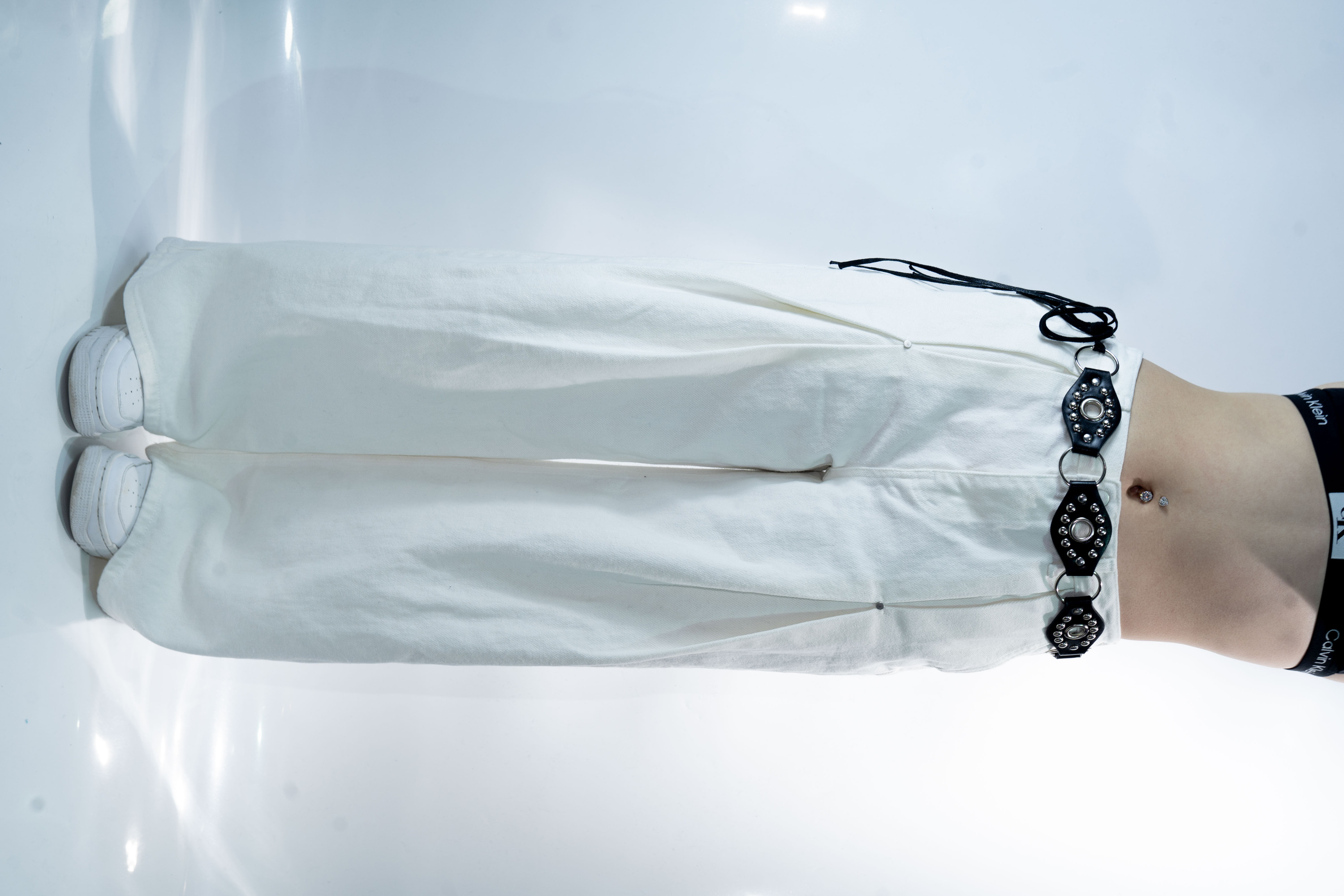 White jeans in special texture