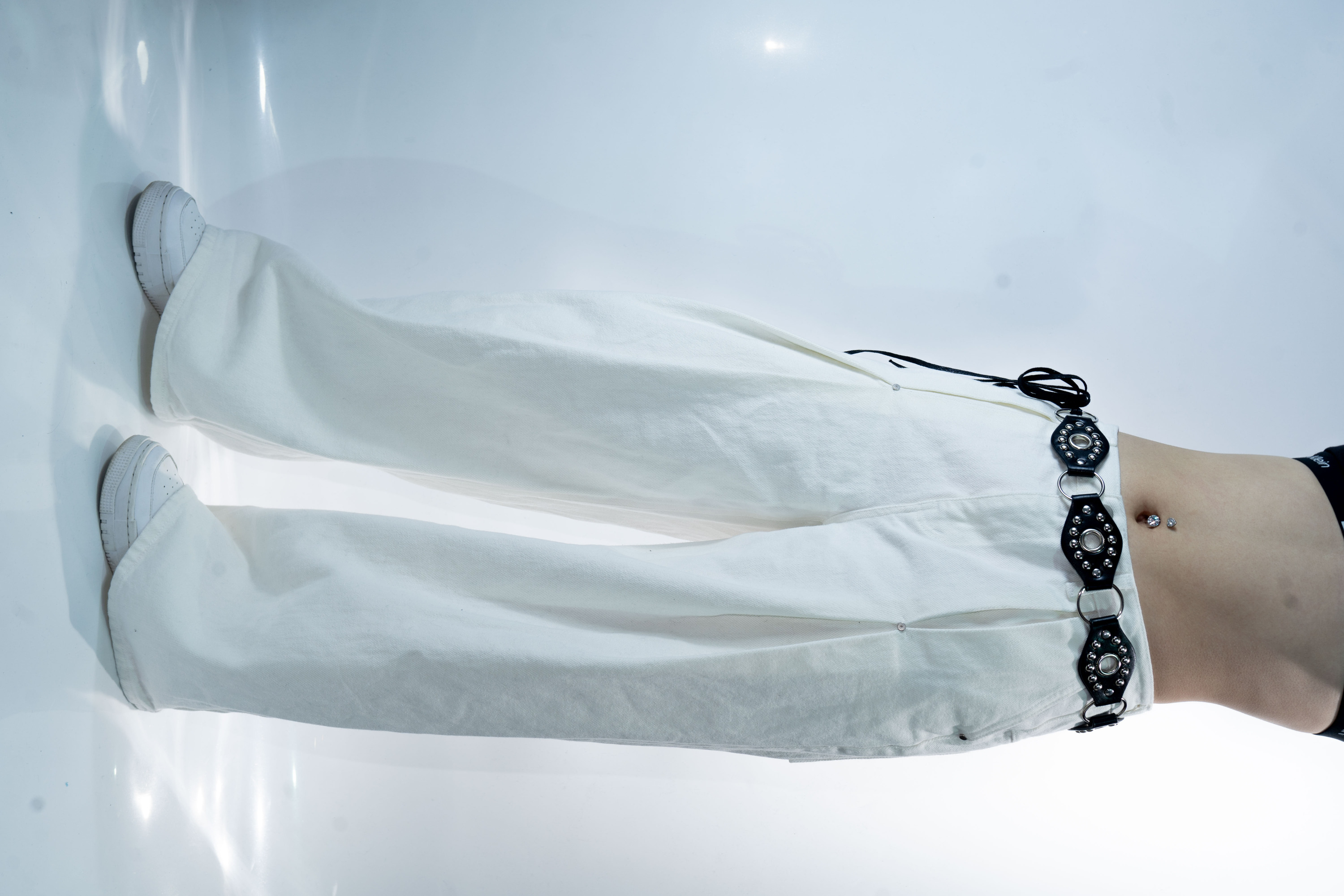 White jeans in special texture