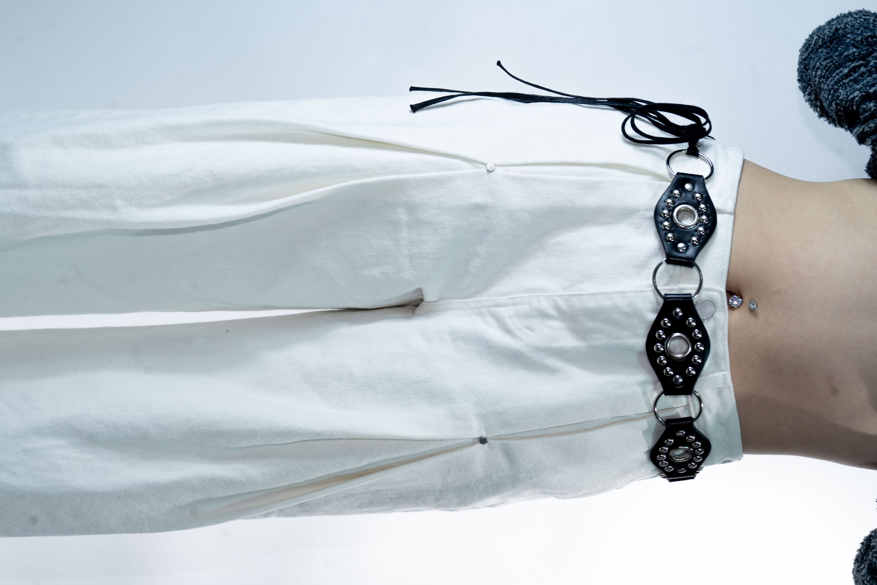 White jeans in special texture