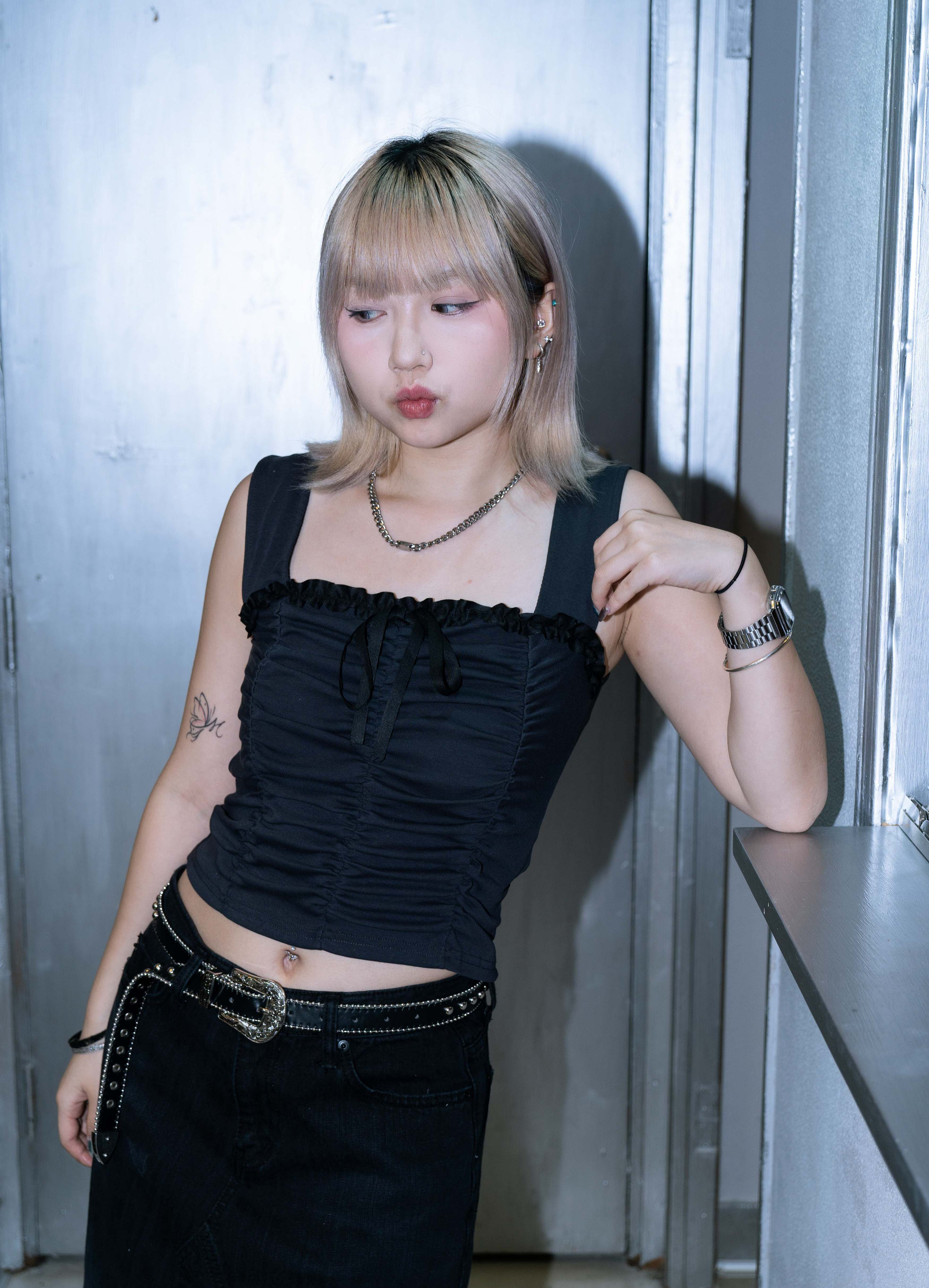 「 ✦Ribbon n lace in middle top✦ 」