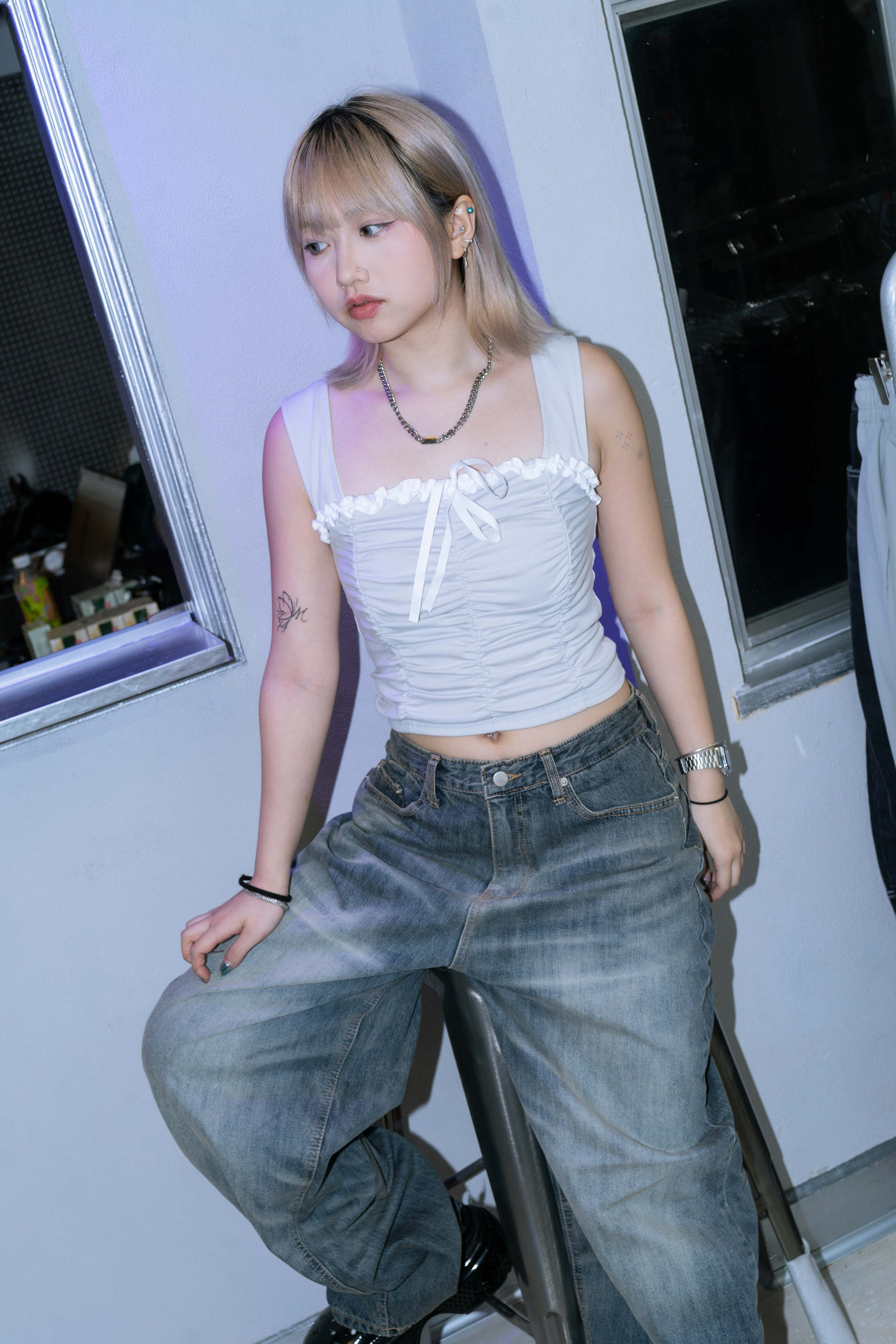「 ✦Ribbon n lace in middle top✦ 」