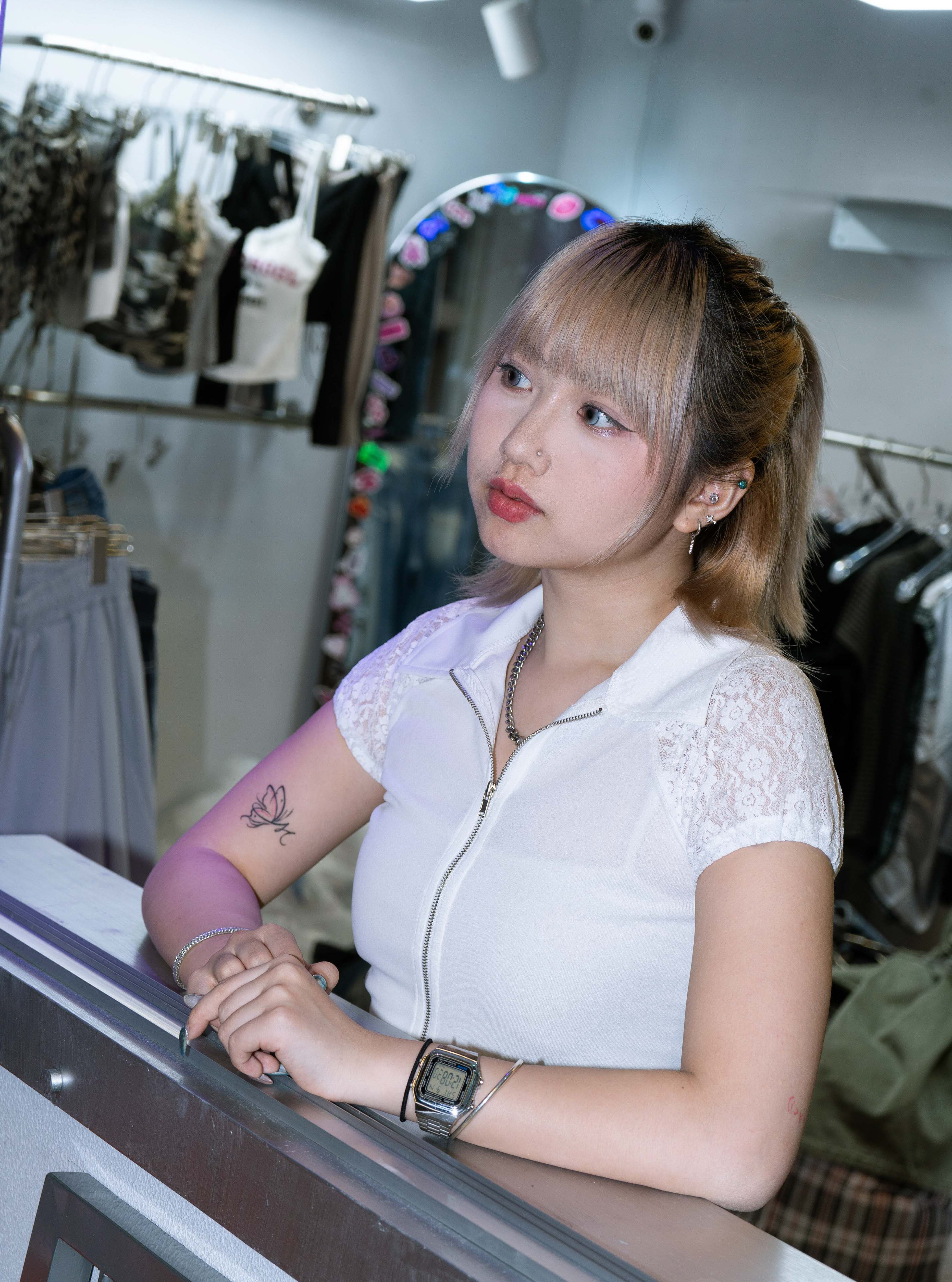 「 ✦Lace in sleeve zip top✦ 」