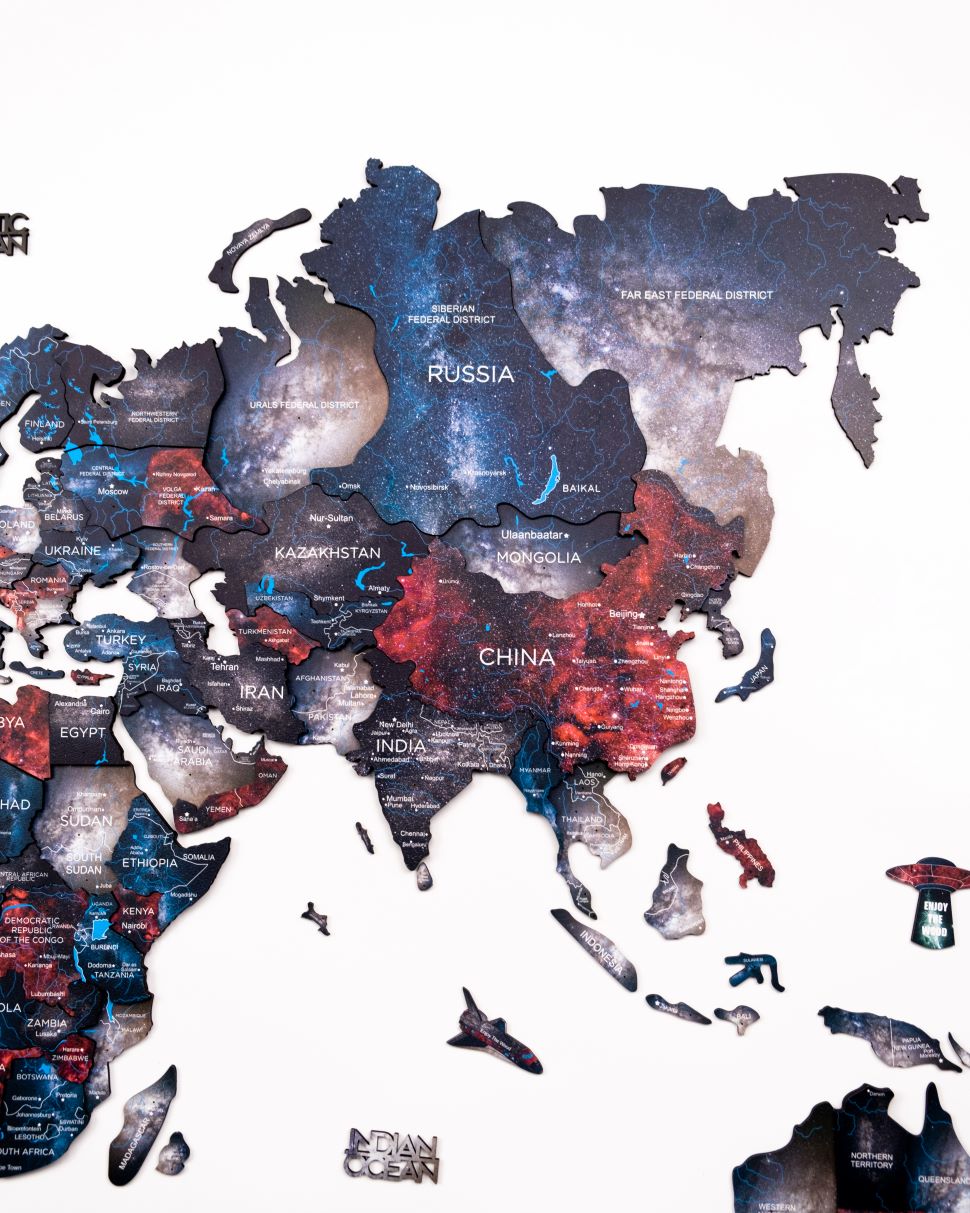 3D Wooden World Map Alcor