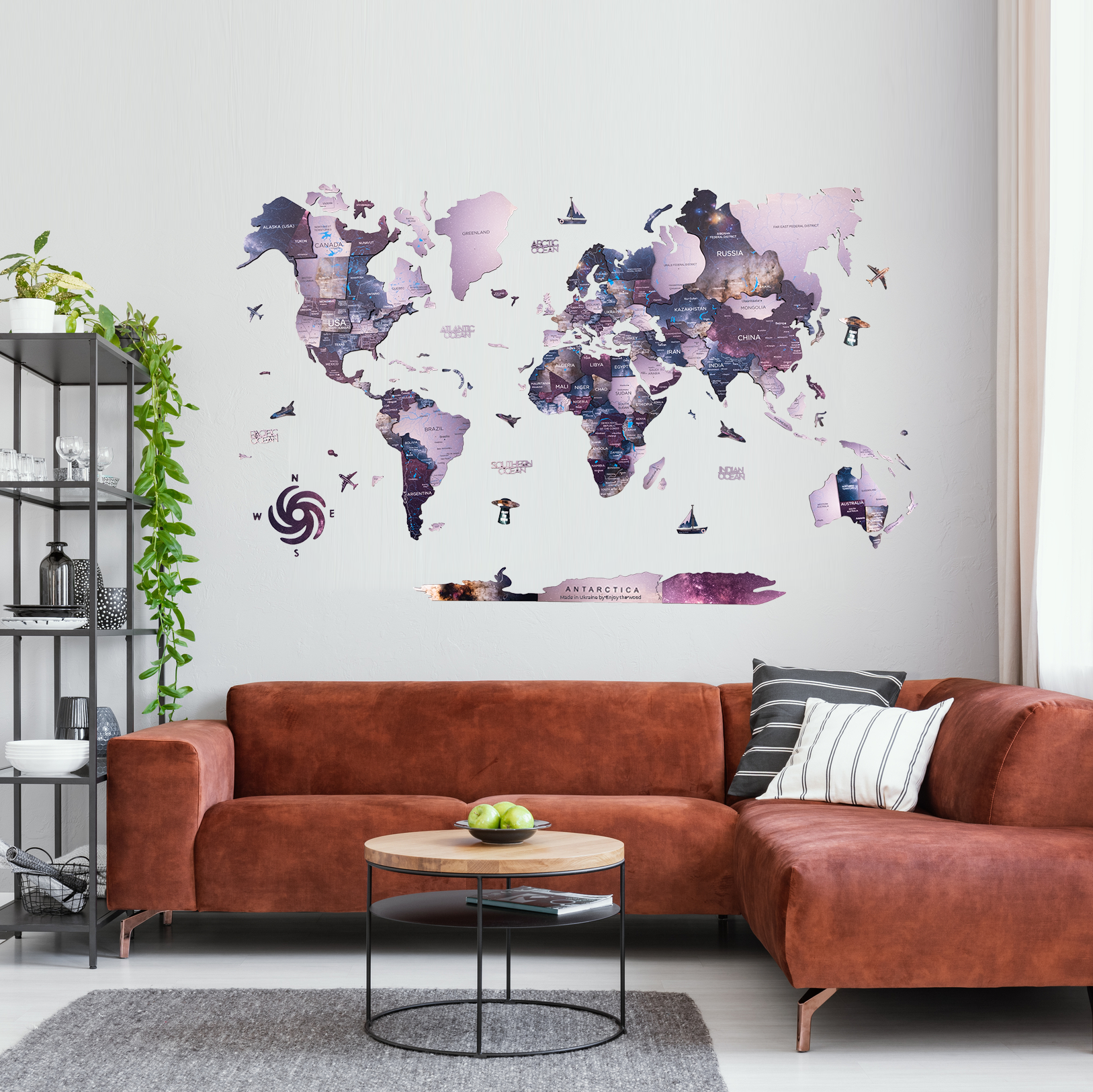 2D Wooden World Map Sirius