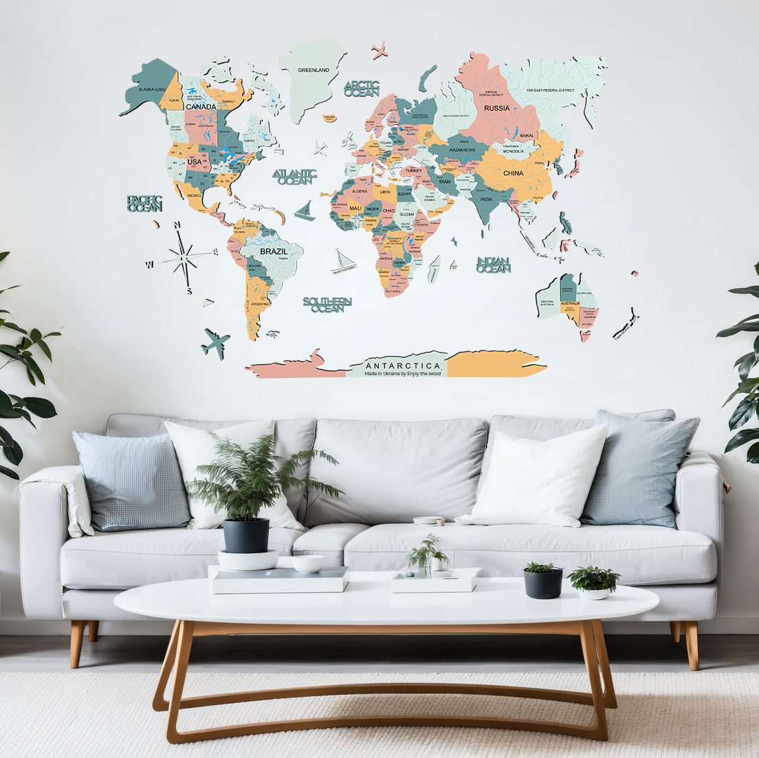 2D Wooden World Map Festival