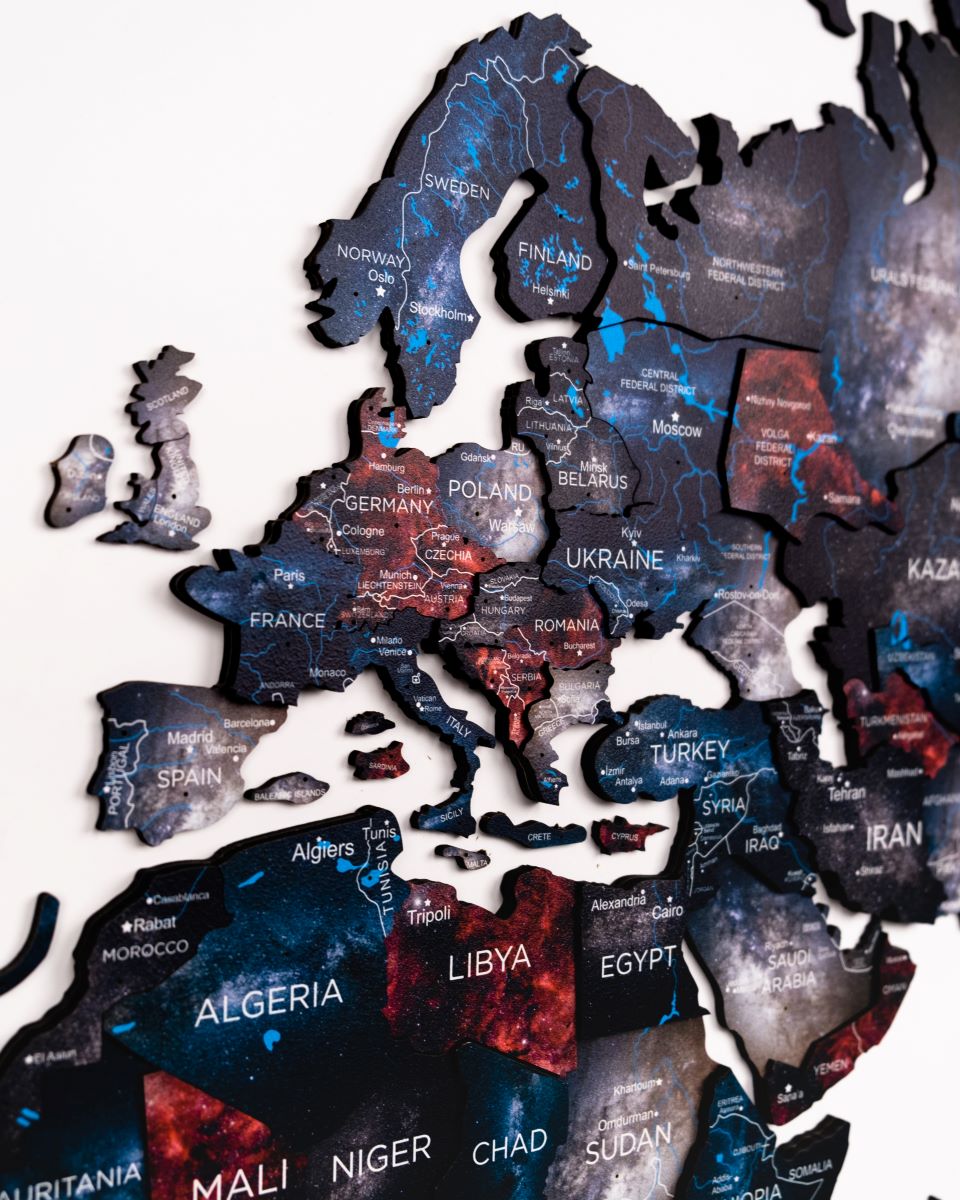 3D Wooden World Map Alcor