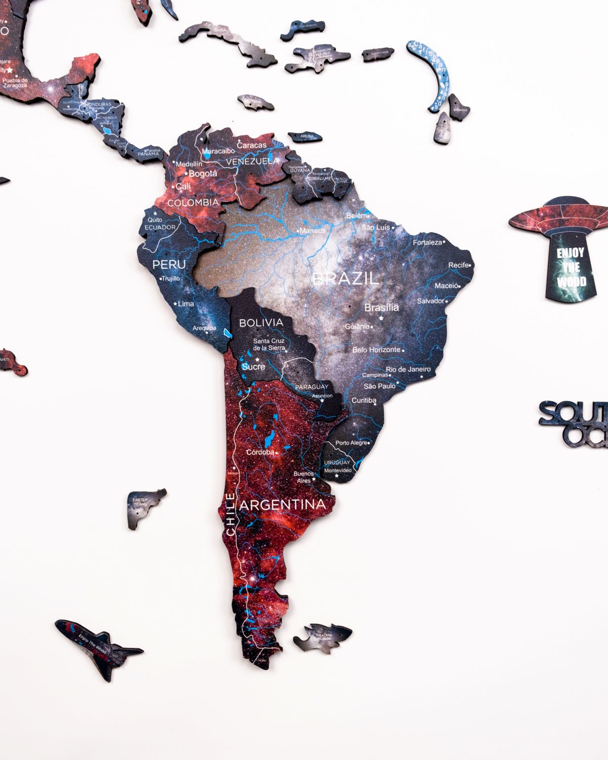 3D Wooden World Map Alcor