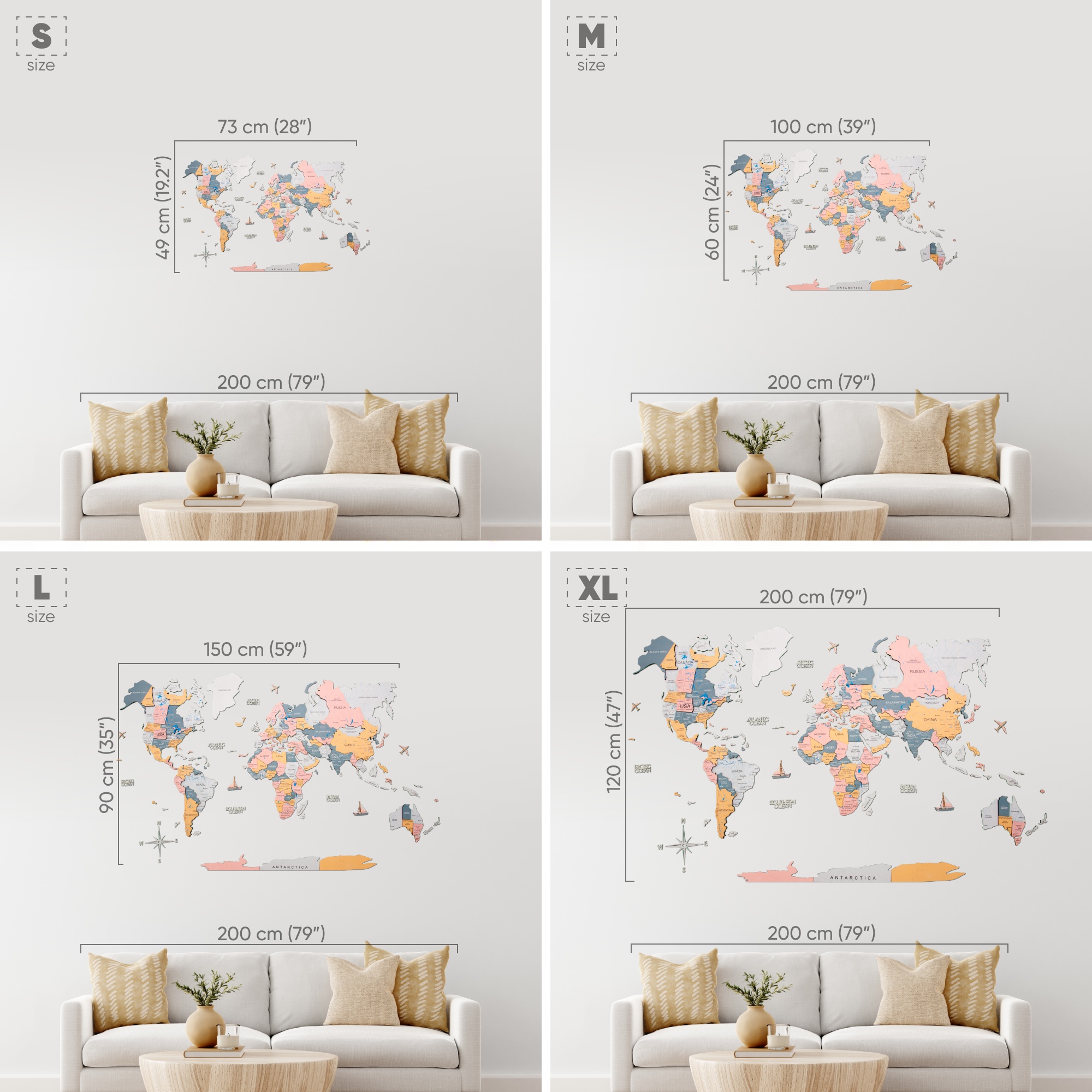 2D Wooden World Map Festival