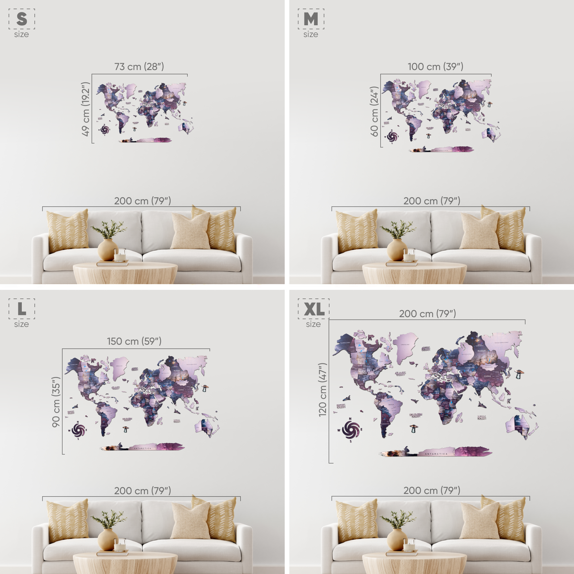 2D Wooden World Map Sirius