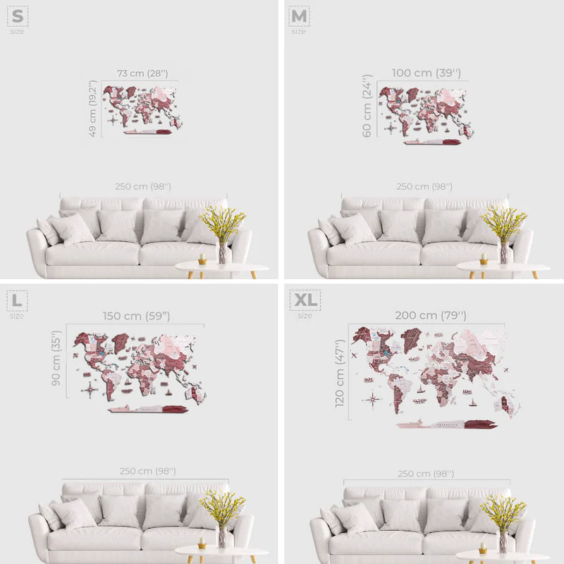 2D Wooden World Map Cappuccino