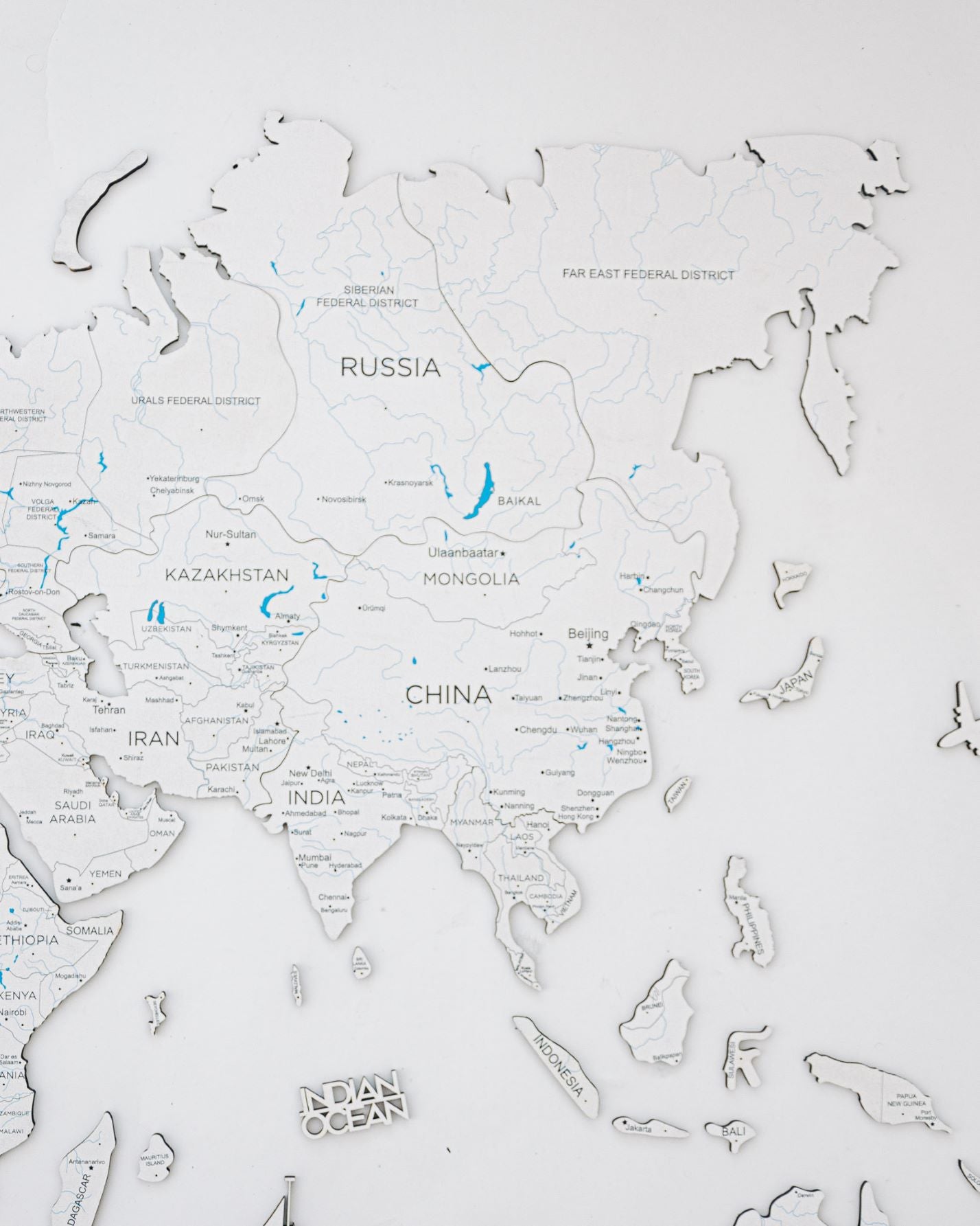 2D Wooden World Map White