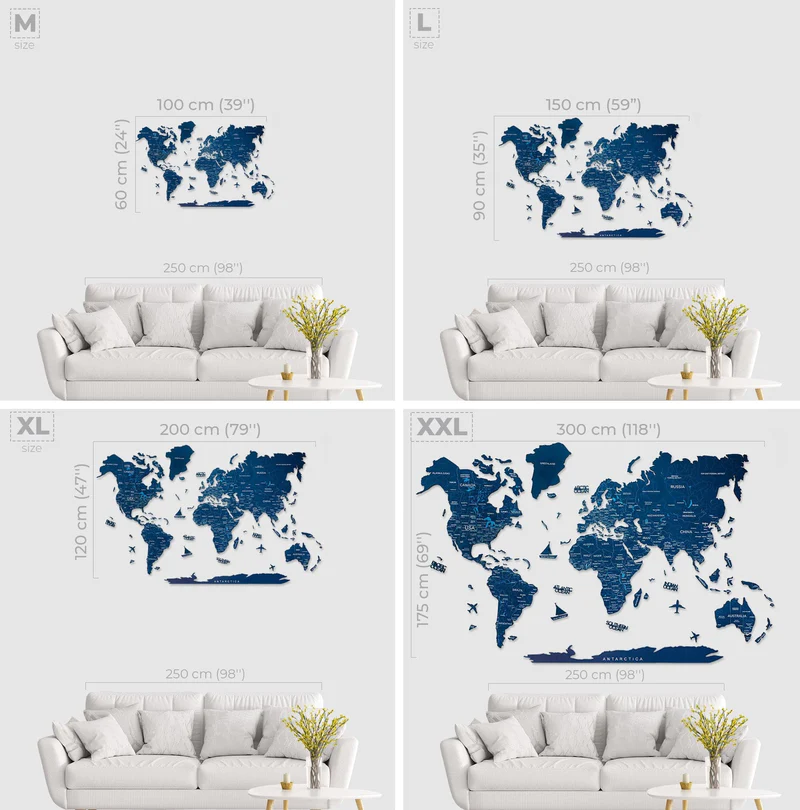 3D Wooden World Map Cruise