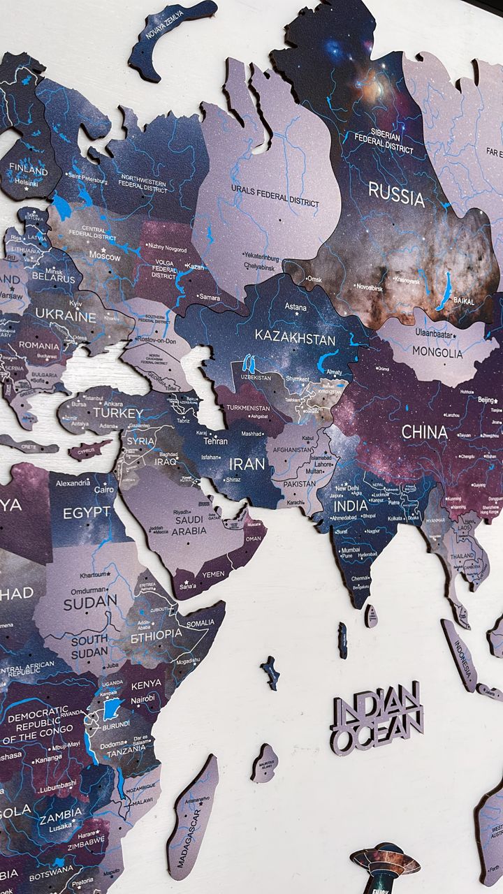 2D Wooden World Map Sirius