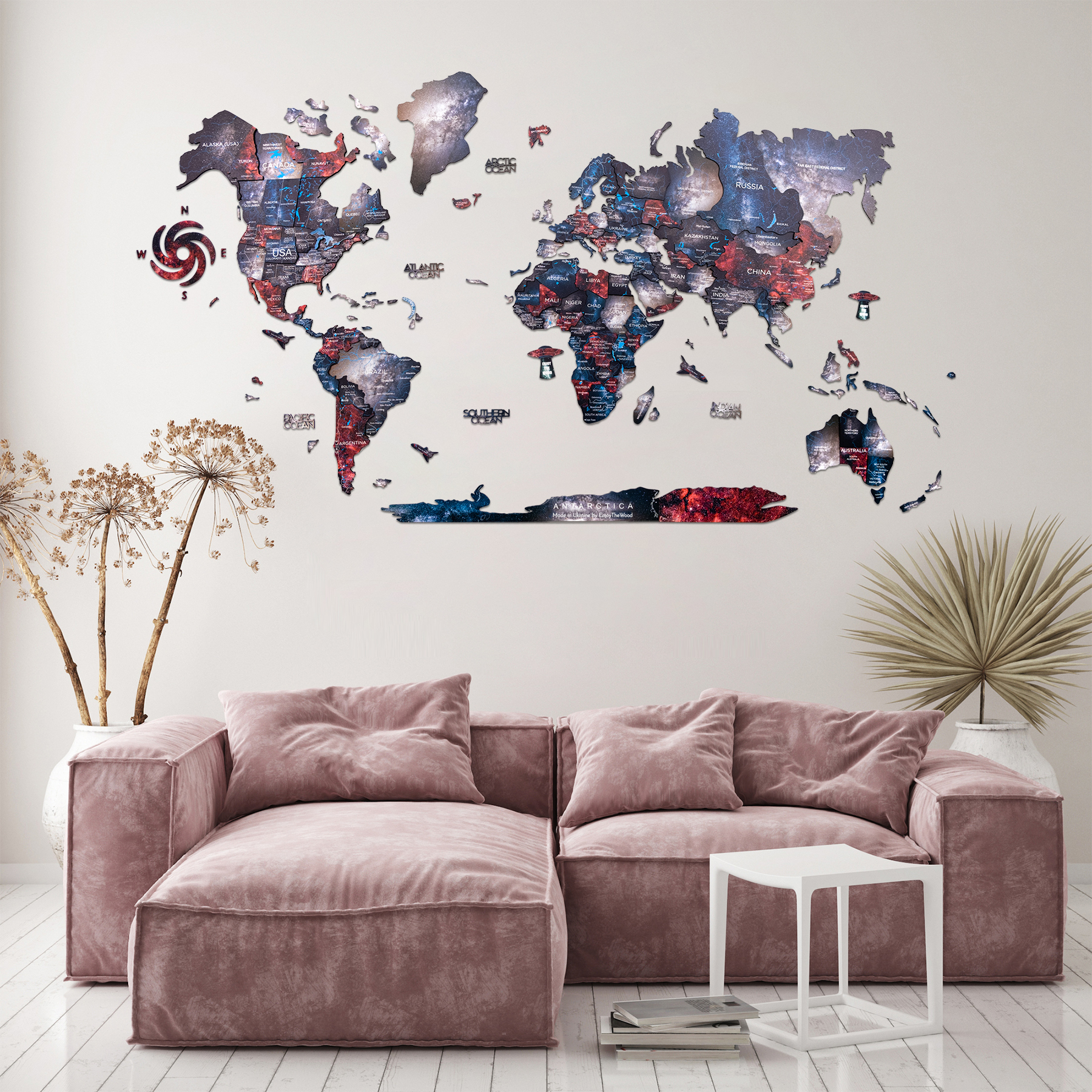 3D Wooden World Map Alcor