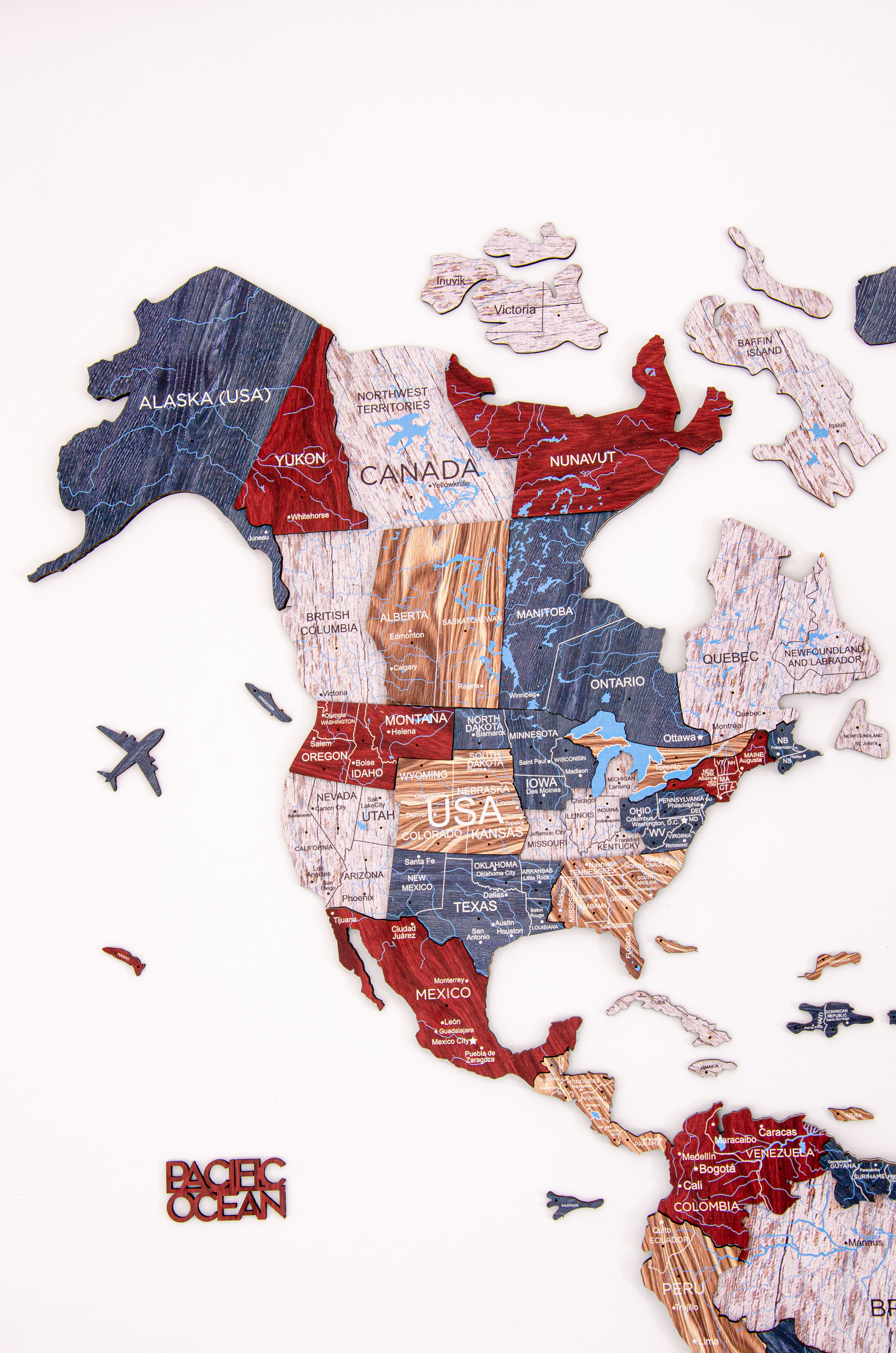 3D Wooden World Map Boho