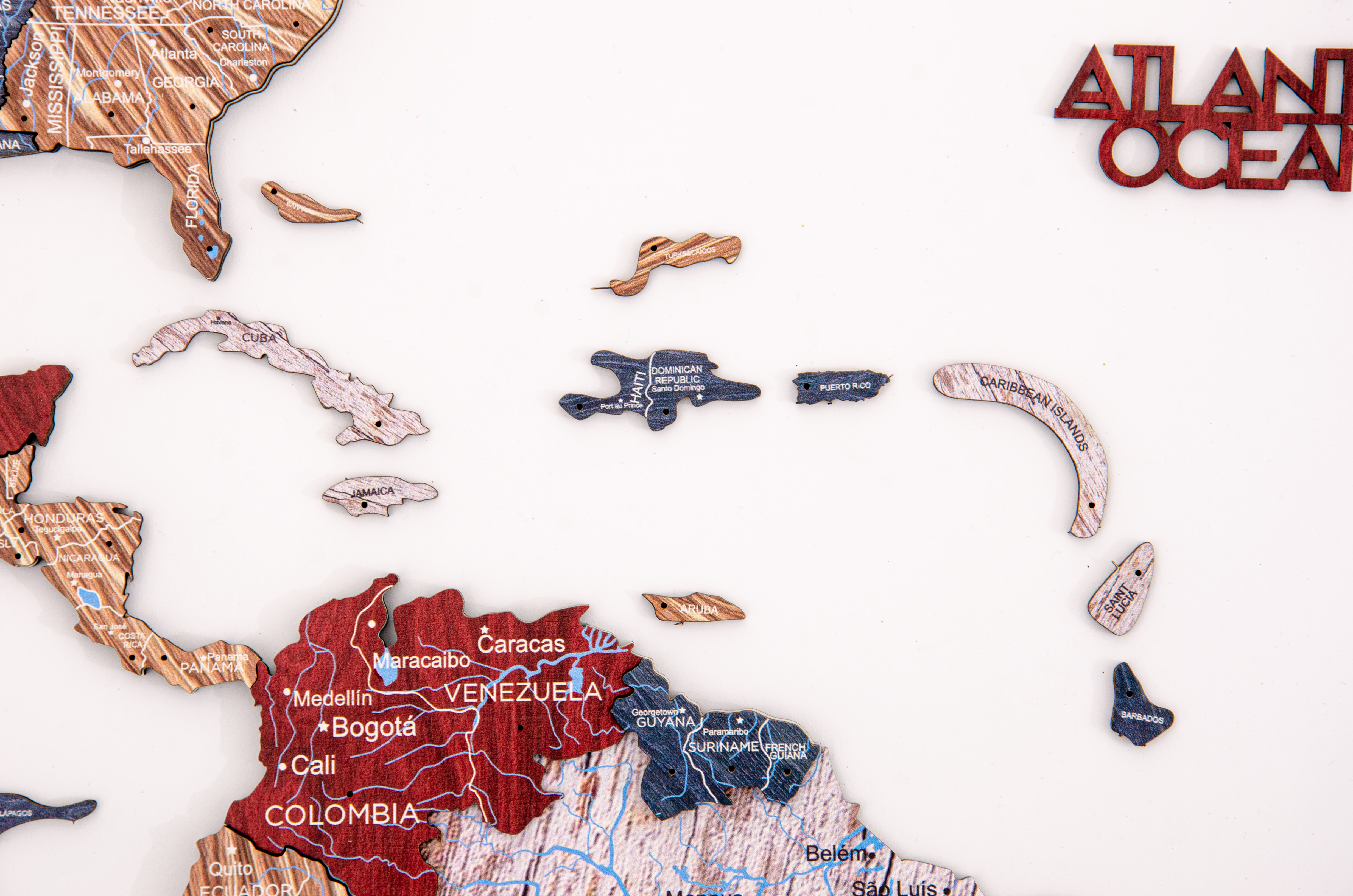 3D Wooden World Map Boho