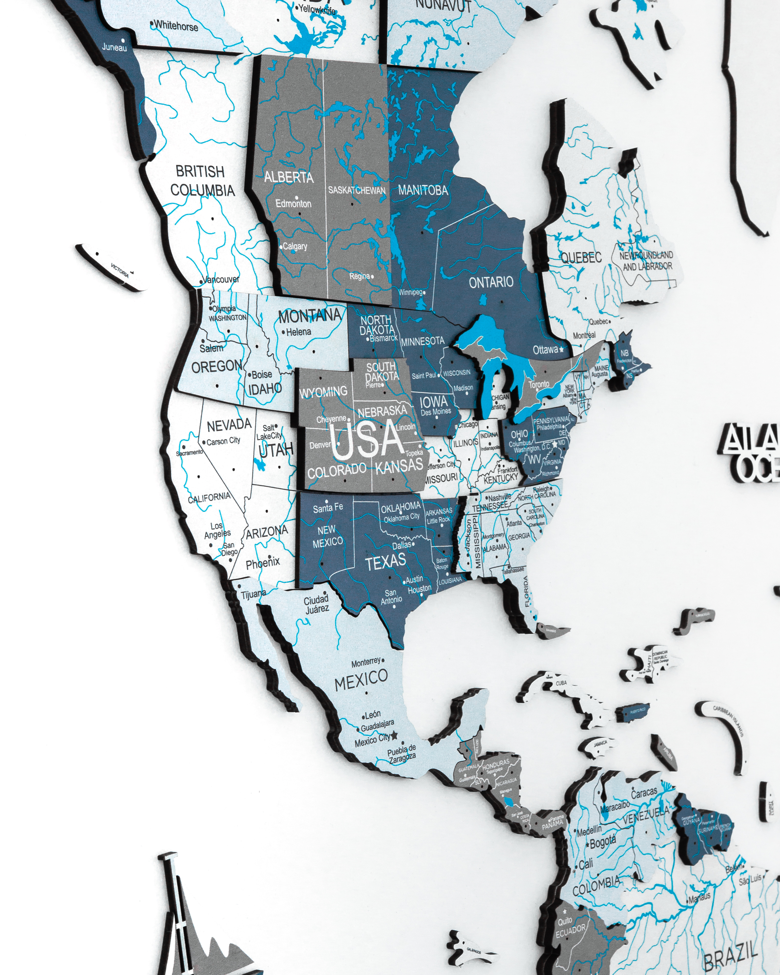 3D Wooden World Map Cruise
