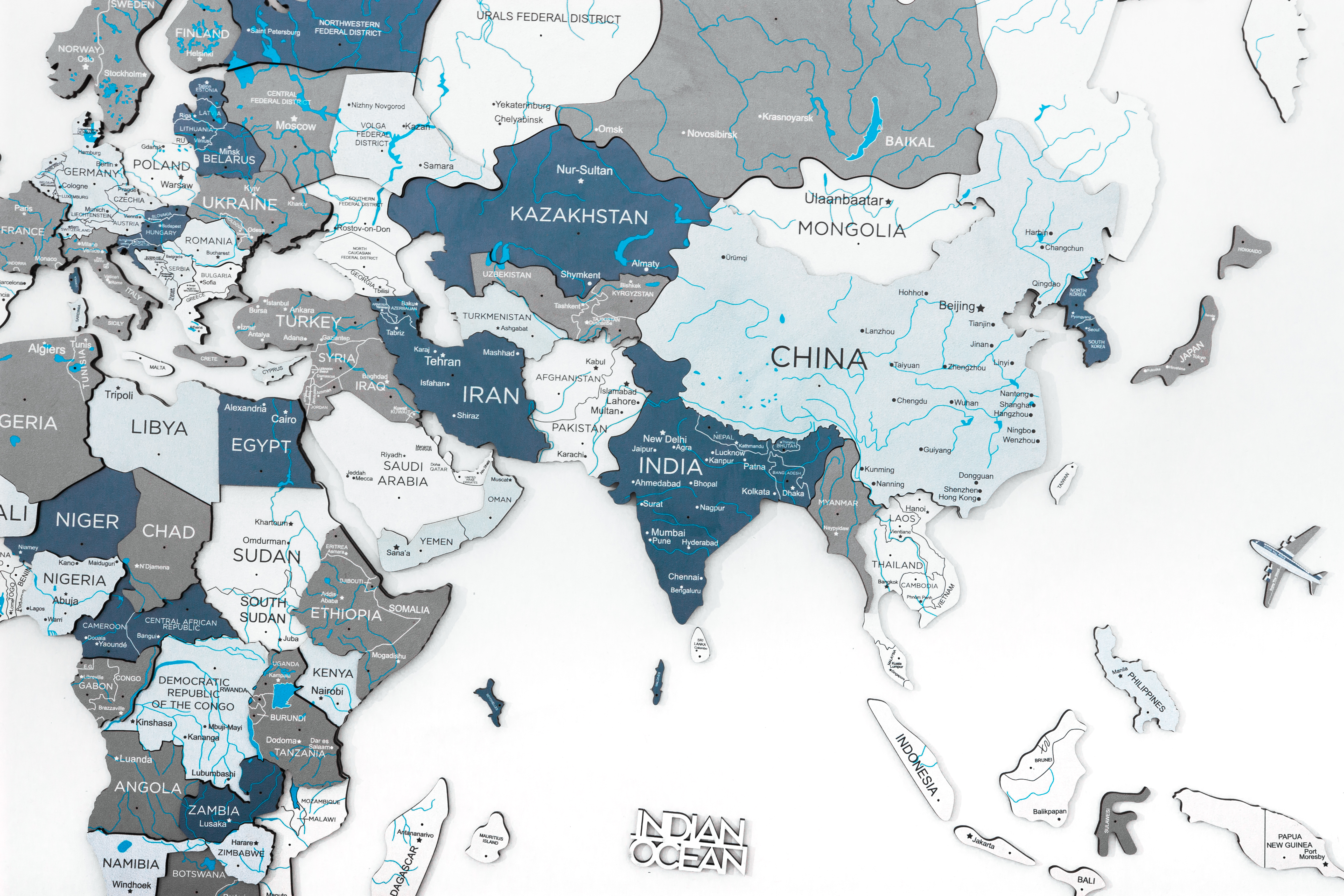 3D Wooden World Map Cruise