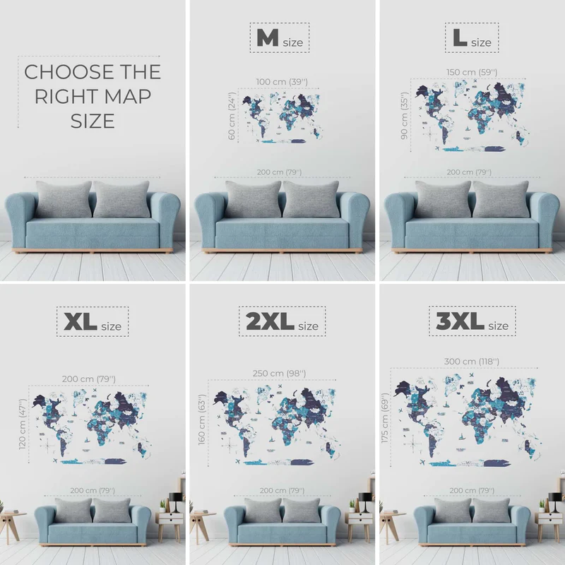 3D LED Wooden World Map Ocean