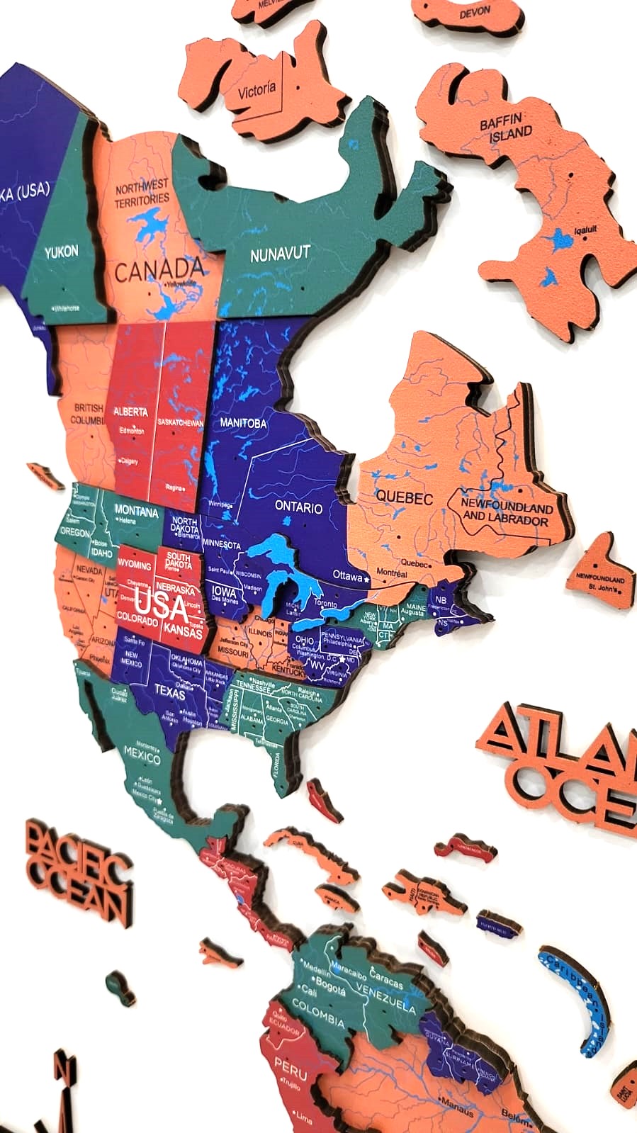 3D Wooden World Map Jungle