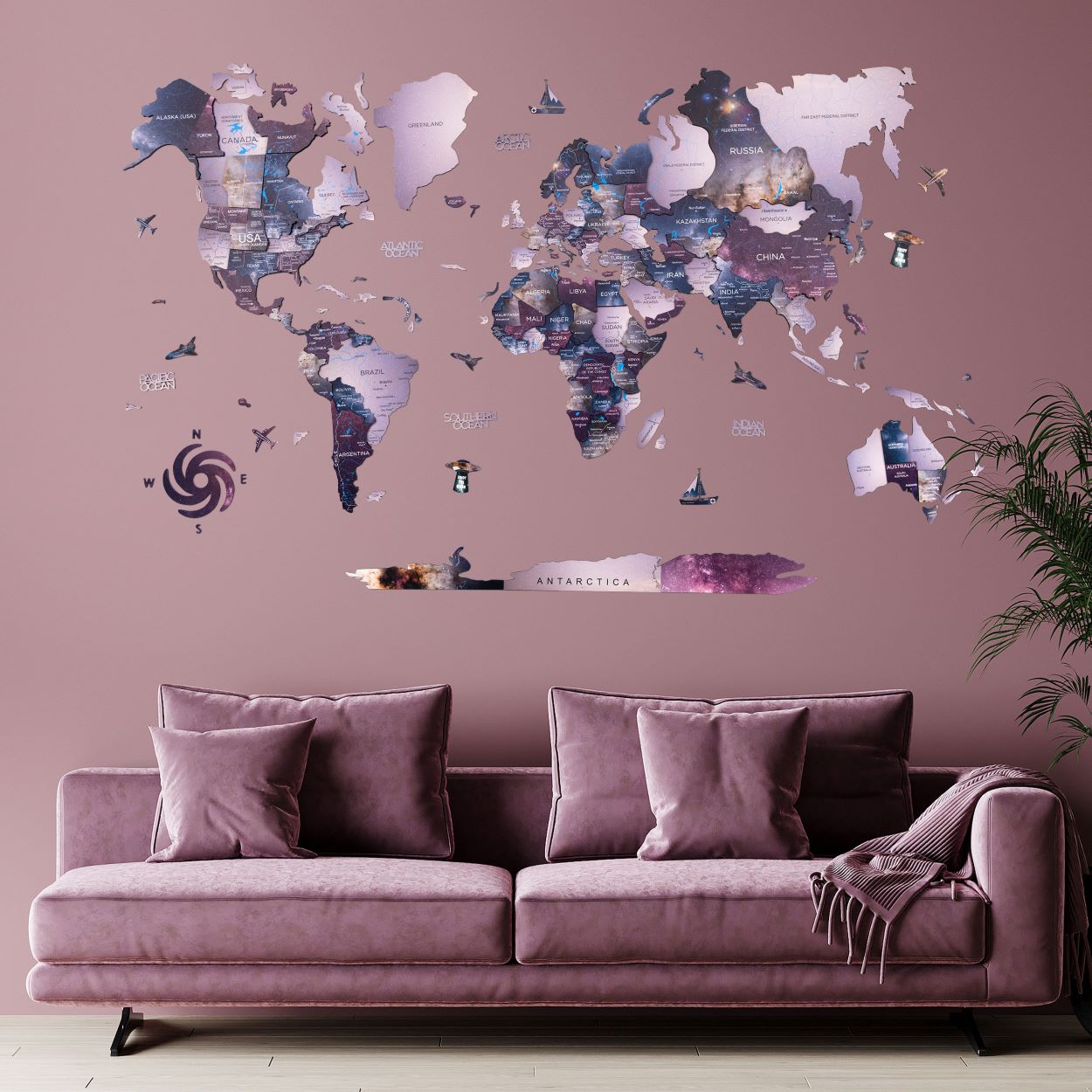 2D Wooden World Map Sirius