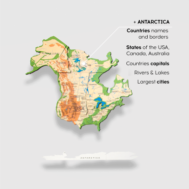 2D Wooden World Map Physical