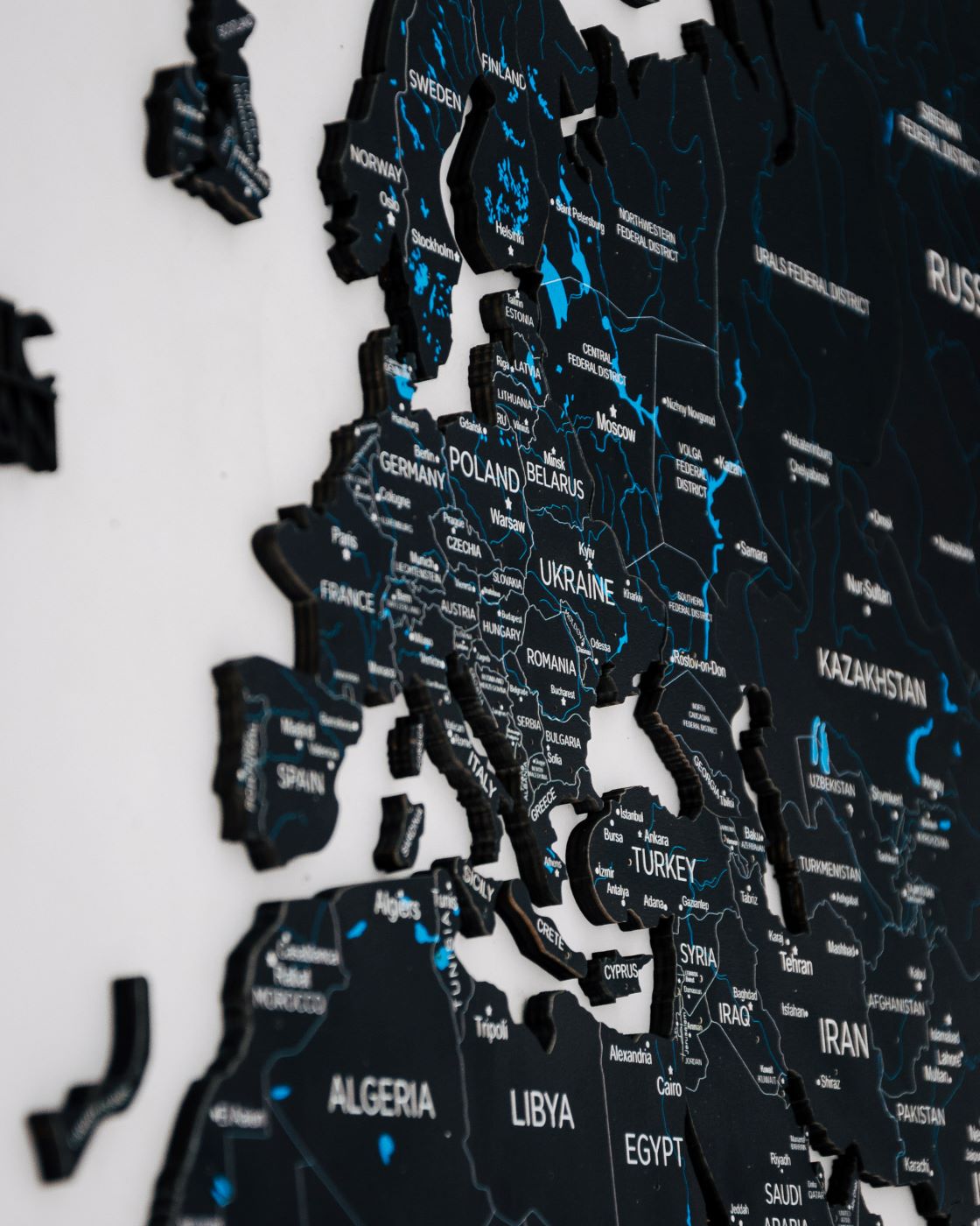 2D Wooden World Map Midnight