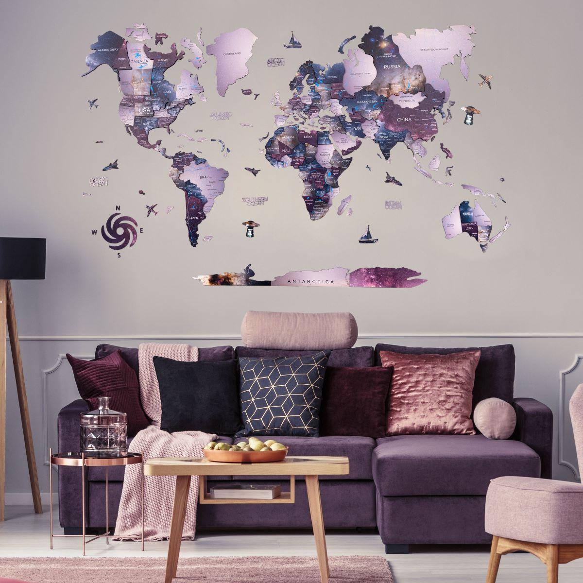 2D Wooden World Map Sirius