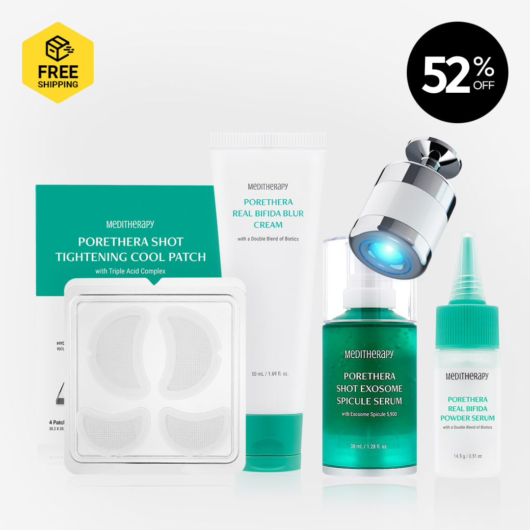 [MEDITHERAPY] PORETHERA REAL BIFIDA BLUR CREAM + POWDER SERUM + EXOSOME SPICULE SERUM + MINIMIZER + COOL PATCH