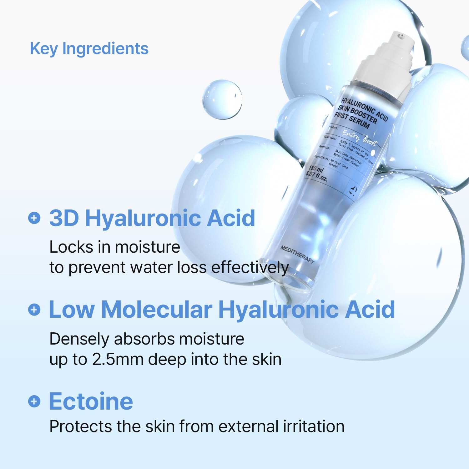 [MEDITHERAPY] Hyaluronic Acid Skin Booster Serum + Blue Centella Calming Cream