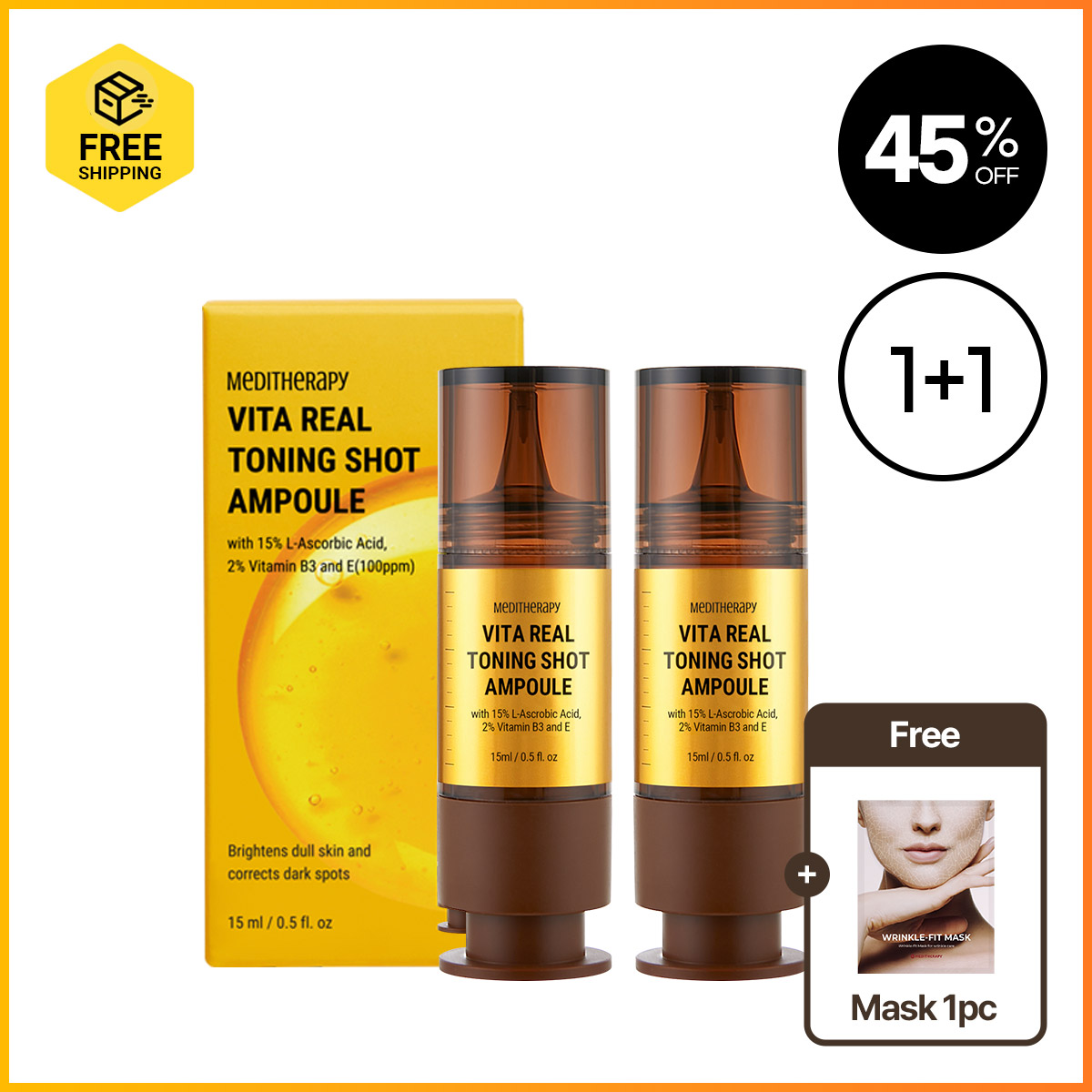 [MEDITHERAPY] Vita C Tone-Up Spot Correcting Ampoule 1+1