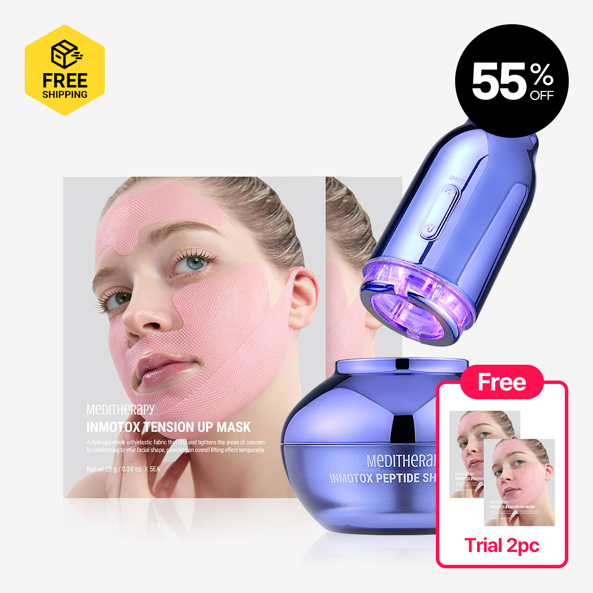 [MEDITHERAPY] INMOTOX PEPTIDE SHOT CREAM + SUCTION JET EMS DEVICE + TENSION UP MASK 2