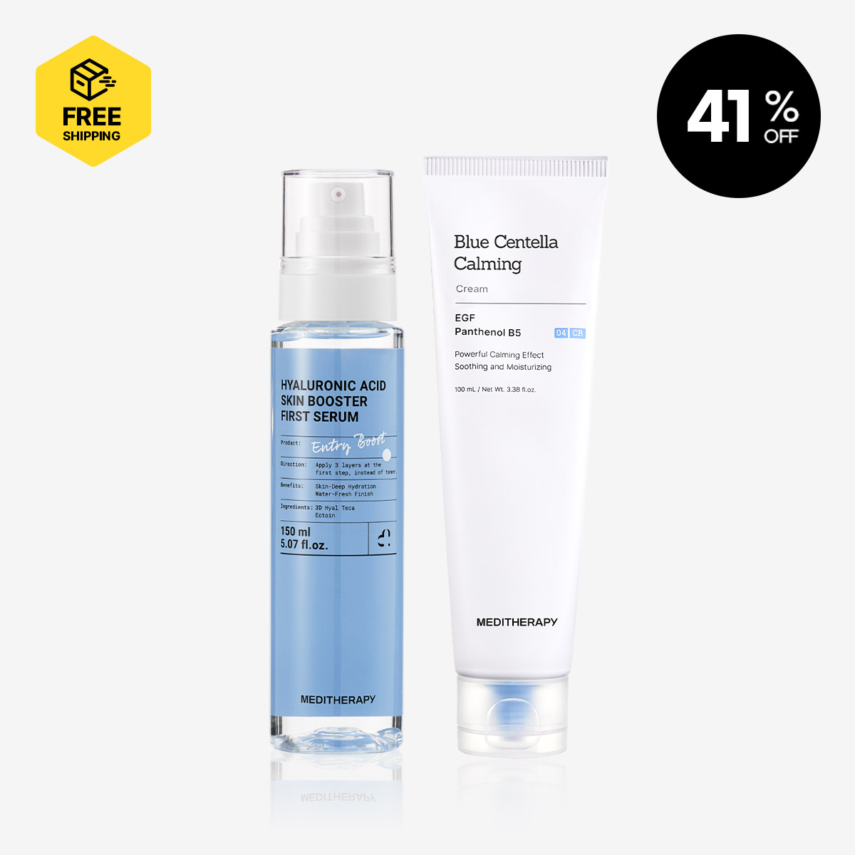 [MEDITHERAPY] Blue Centella Calming Cream + Hyaluronic Acid Skin Booster Serum