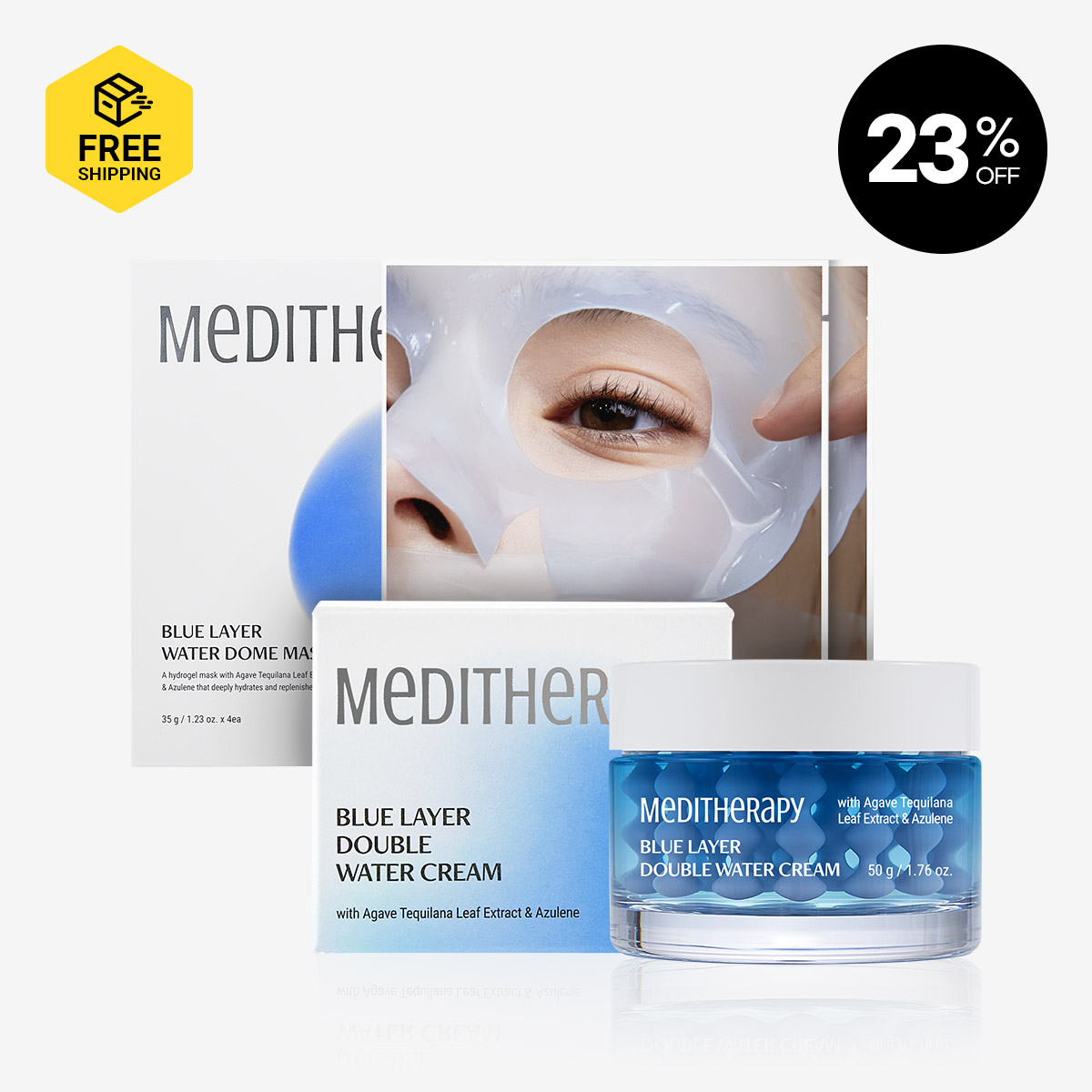 [MEDITHERAPY] Blue Layer Double Water Cream 1 + Dome Mask 2 Boxes