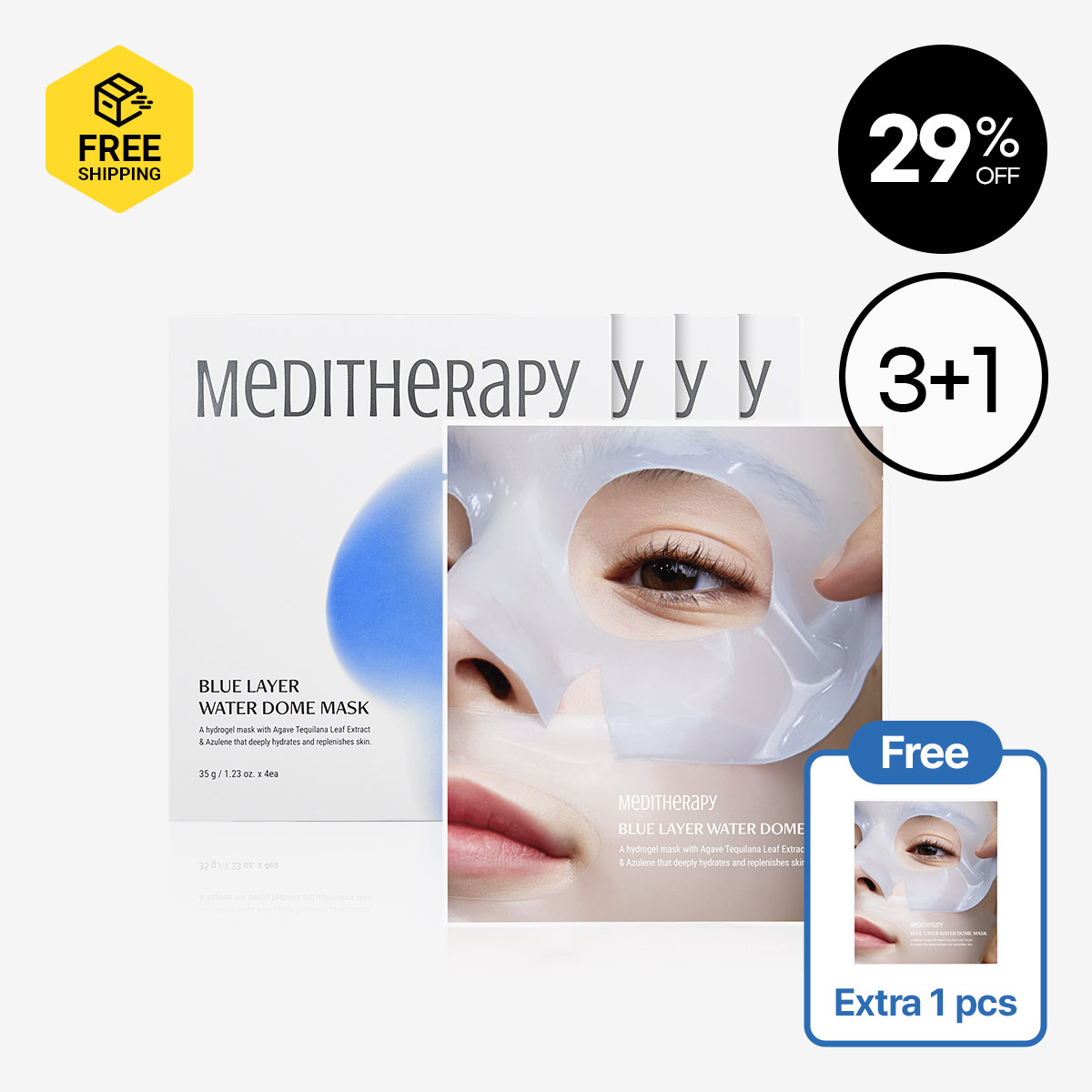 [MEDITHERAPY] Blue Layer Water Dome Mask 3+1