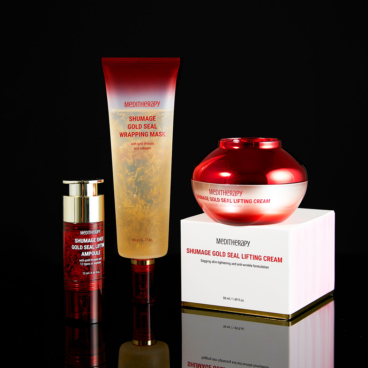 [MEDITHERAPY] Shumage Gold Seal Lifting Cream  + Shumage EMS device  + Shumage Shot Gold Seal Lifting Ampoule + Shumage Gold Seal Wrapping Mask + FREE Shumage Patch