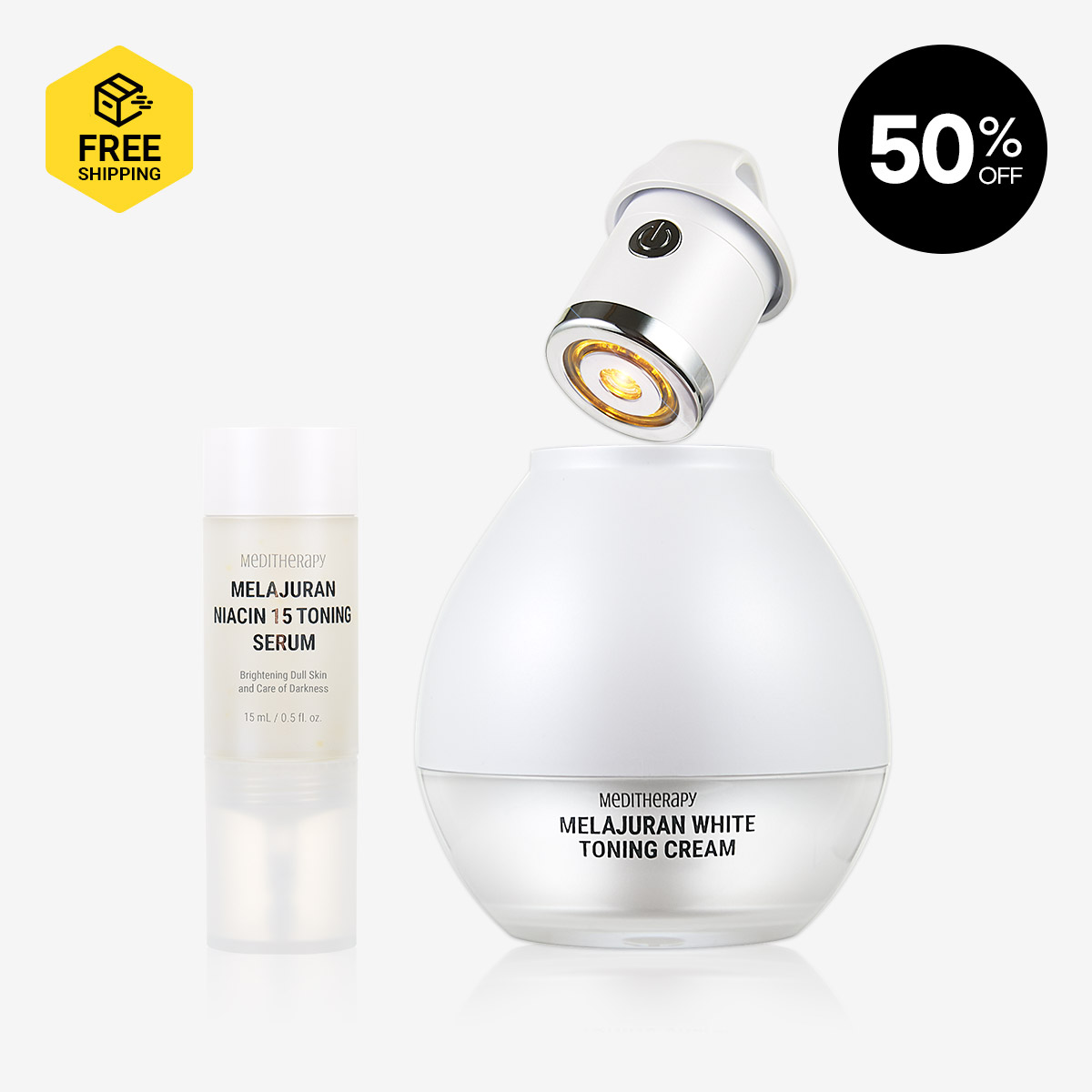 [MEDITHERAPY] MELAJURAN WHITENING TONE-UP CREAM 1 + TONE-UP EMS DEVICE + MELAJURAN NIACIN 15 TONE-UP SERUM 1 