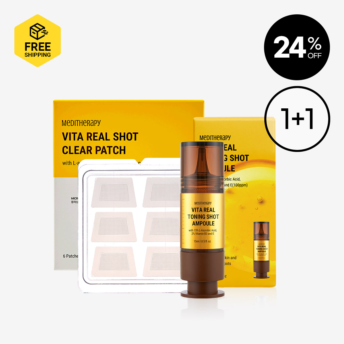 [Meditherapy] Vita C 8-hours Spot Clearing Patch 2+ Vita C Tone-Up Spot Correcting Ampoule 1