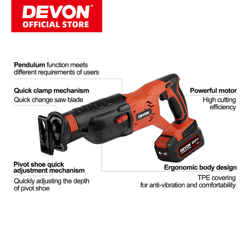 DEVON Reciprocating Saw 20V Lithium-Ion 5801-Li-20RS/N