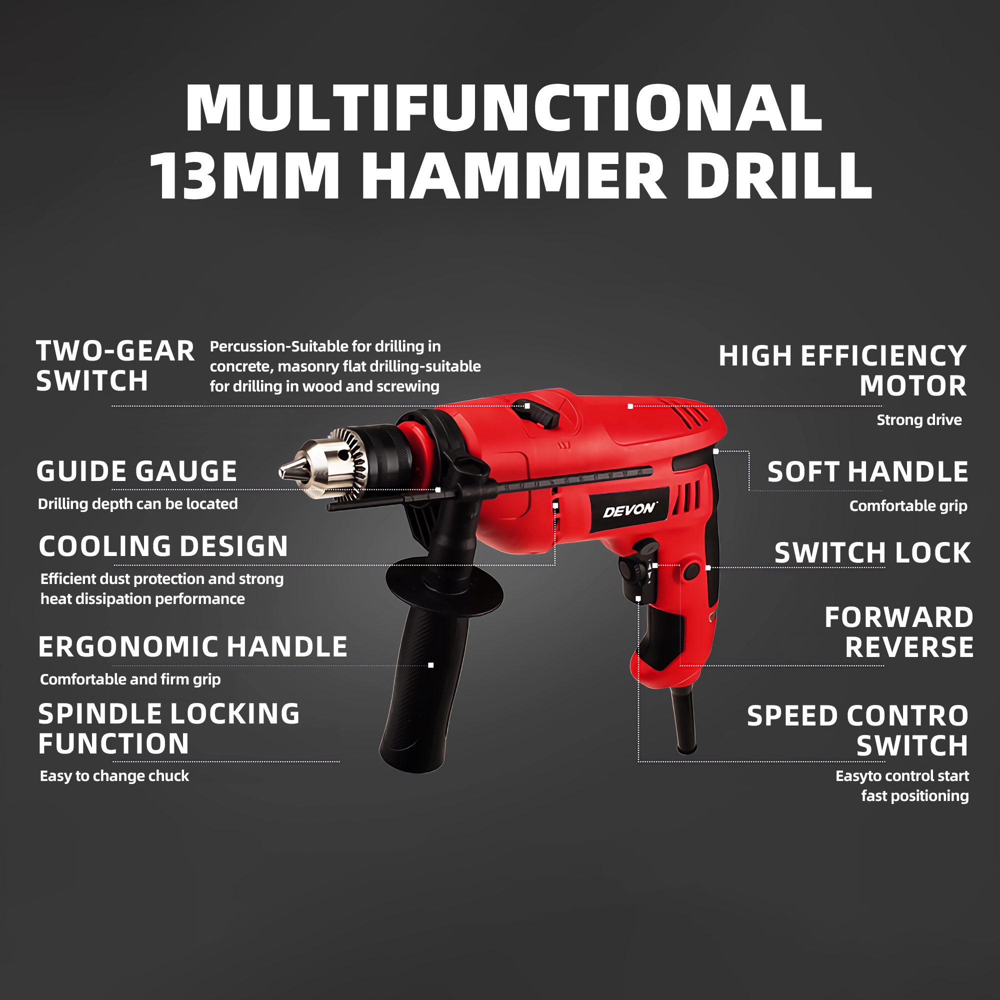 DEVON Impact Drill 13MM Electric Drill 1515