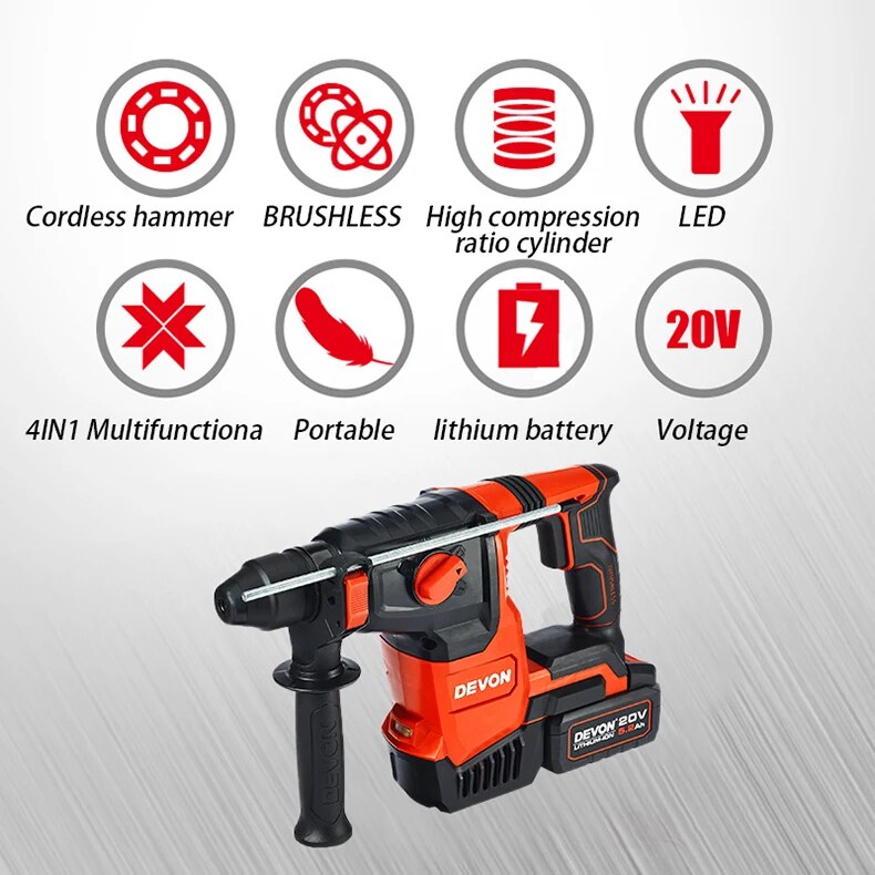 DEVON 20VLithium-ion Brushless Hammer 5402-Li-20RH26 